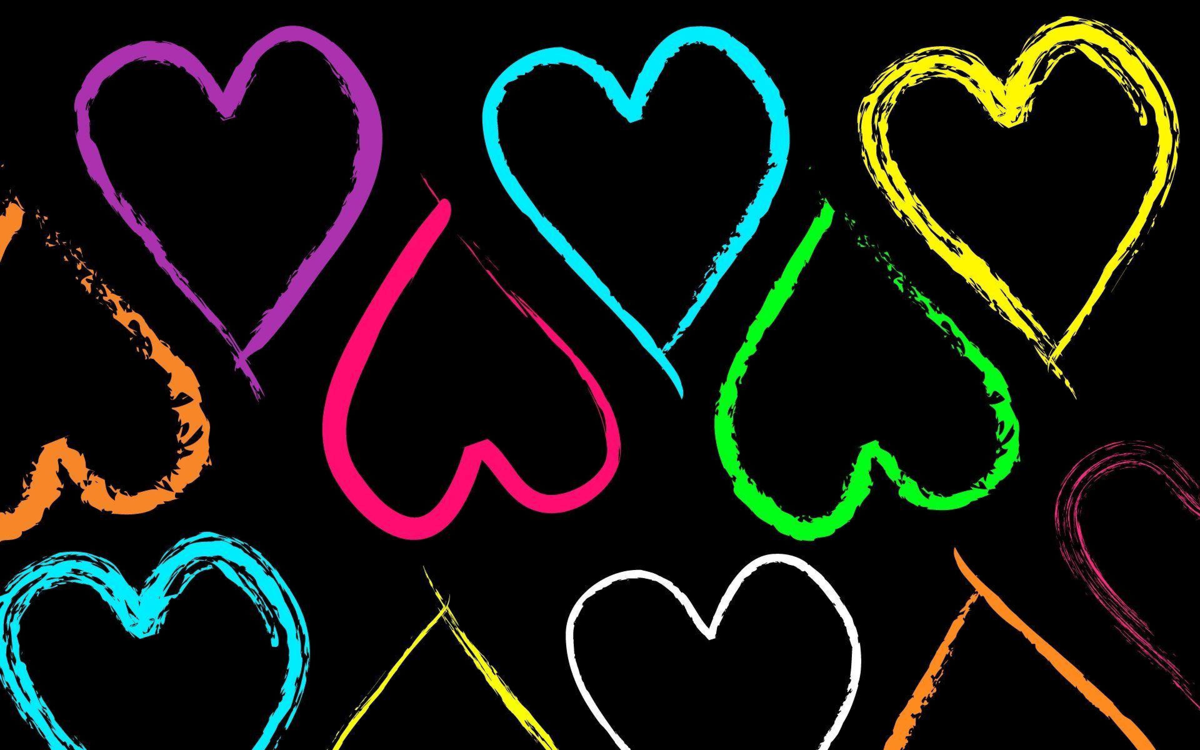 3840x2400 Neon Hearts Wallpaper
