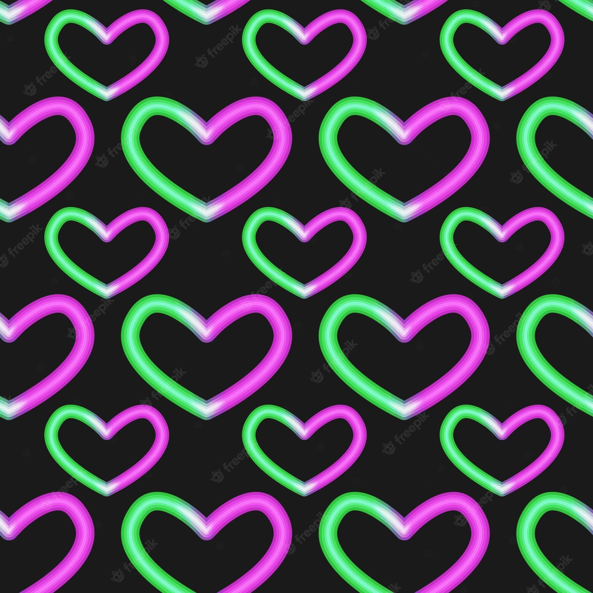 2000x2000 Neon Heart Background Image