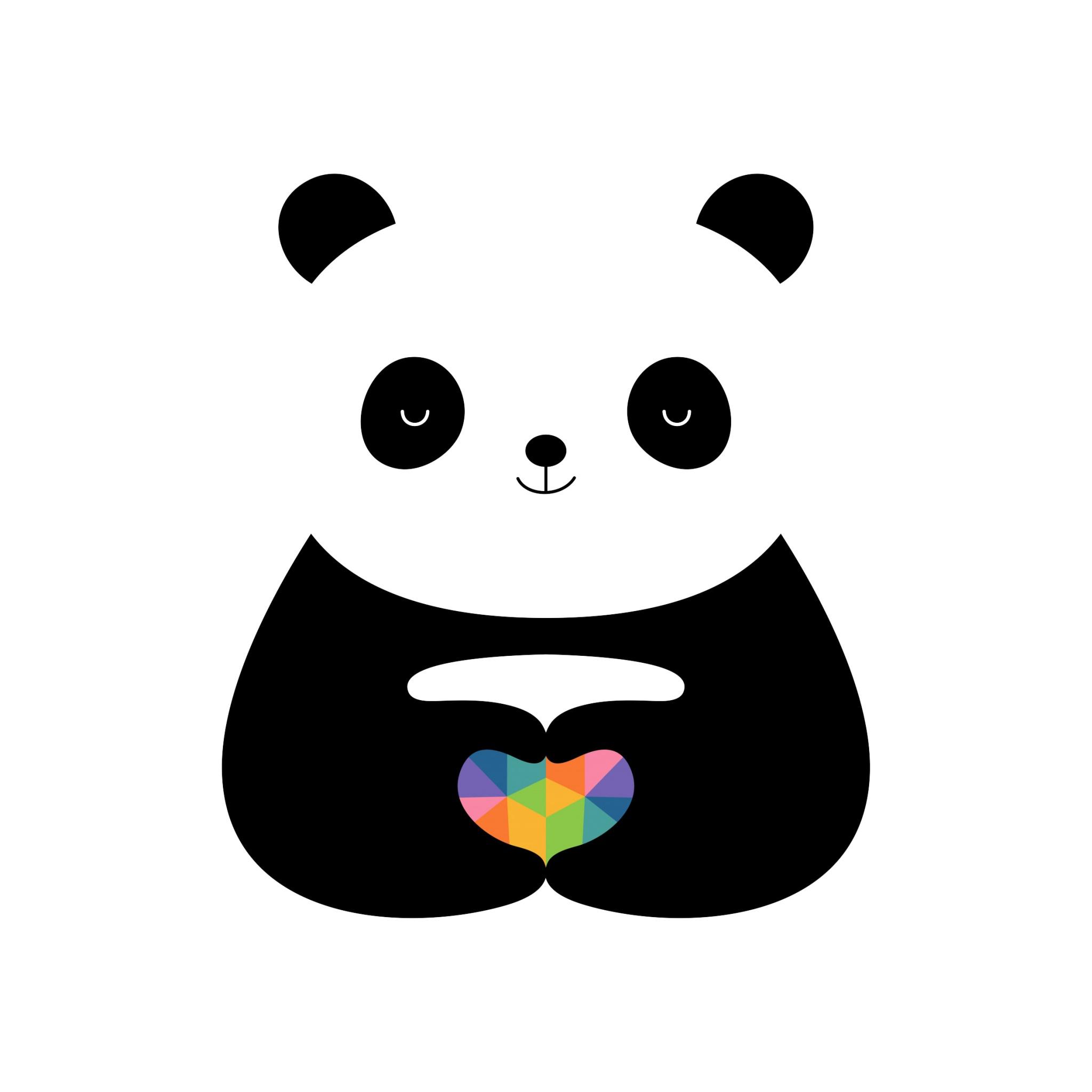 2048x2048 Cute panda Wallpaper 4K, Love heart, Cute