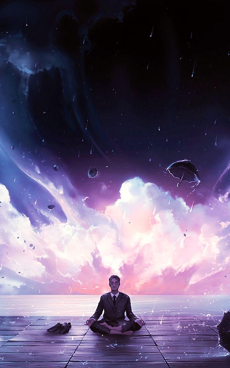 800x1280 Wallpaper harmony man art eureka meditation calmness rain. iPhone wallpaper, iPhone wallpaper image, Dark wallpaper iphone