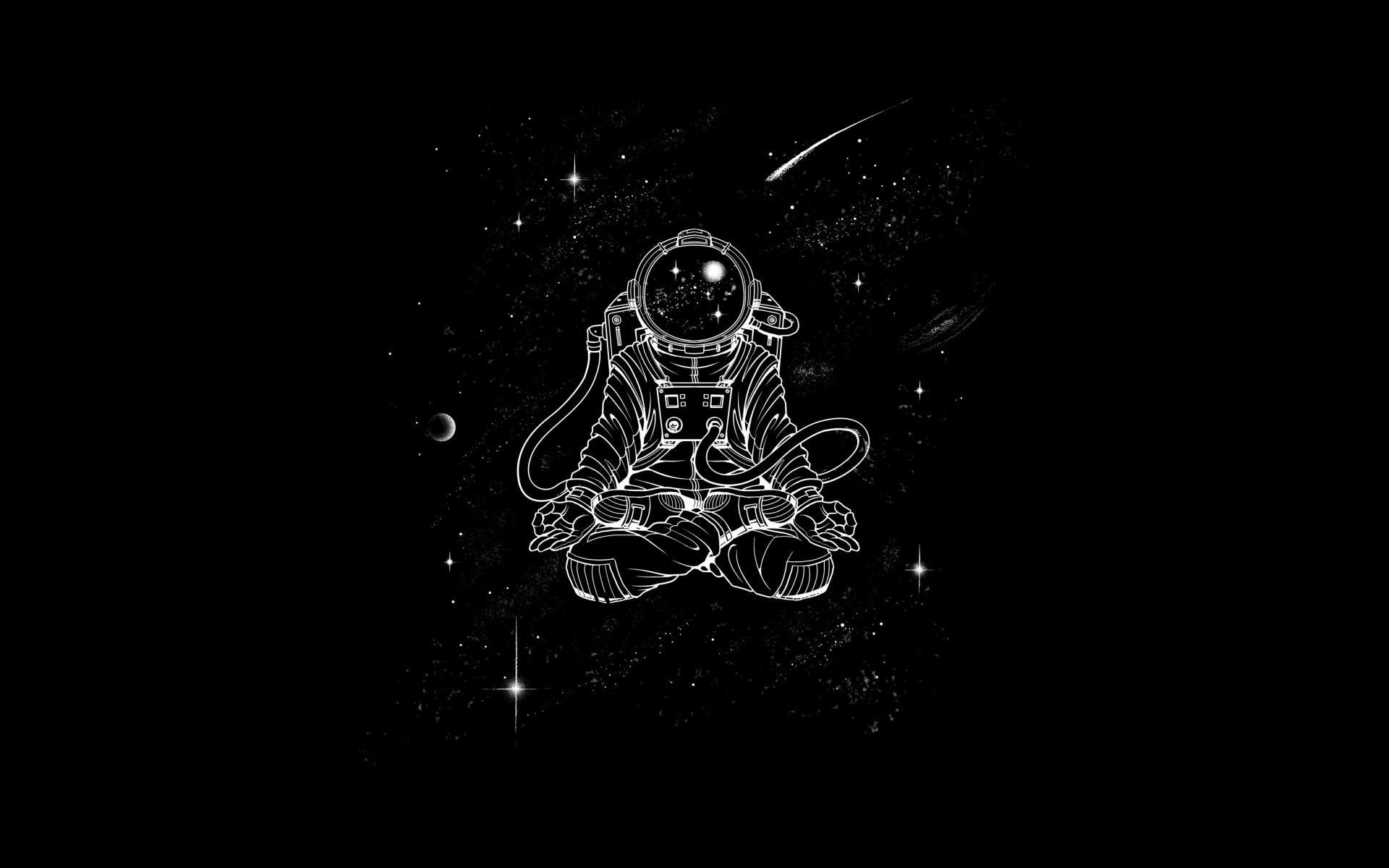 1920x1200 Astronaut Wallpaper 4K, Yoga, Meditation, Black Dark