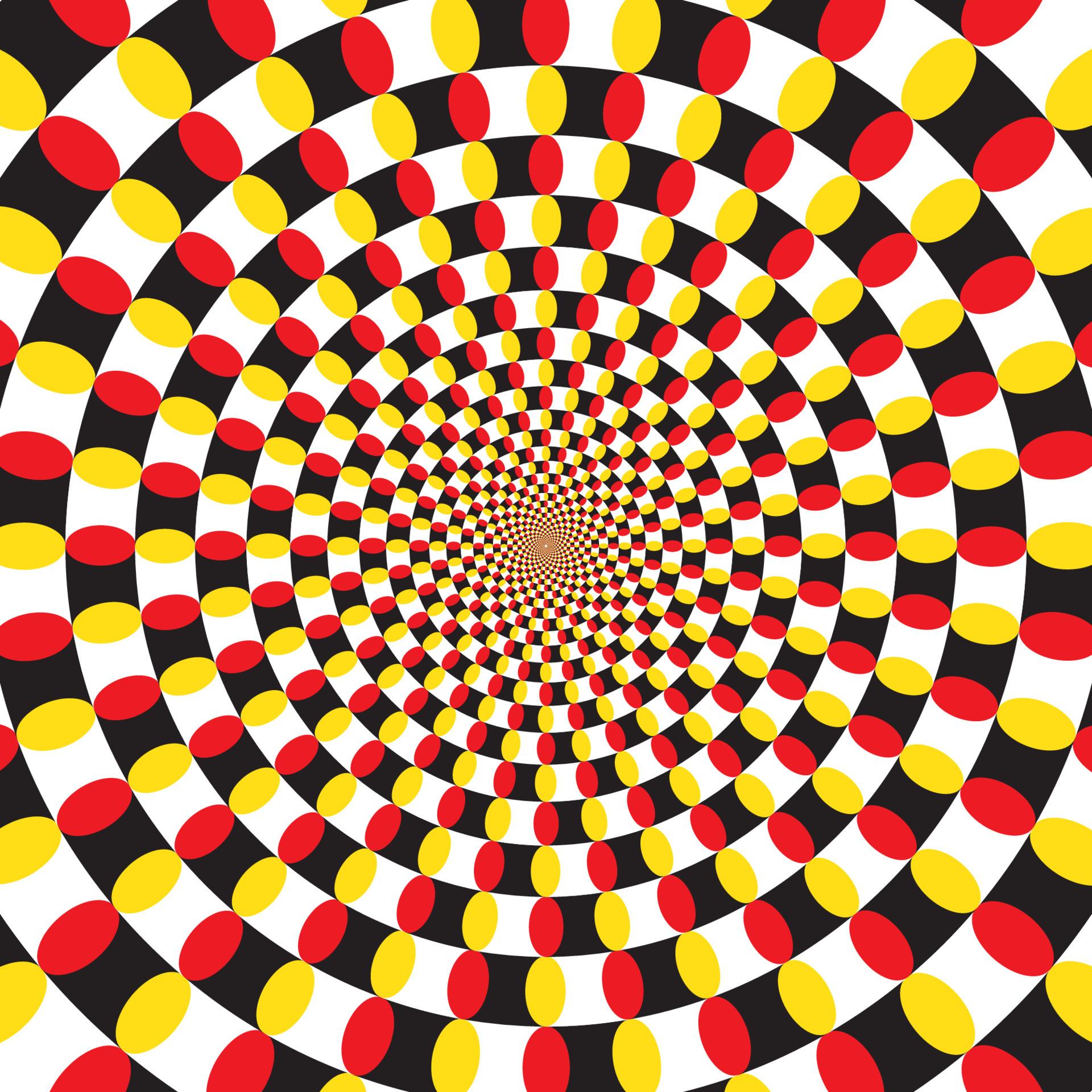 1920x1920 Dynamic circular pattern psychedelic Abstract background. Optical Illusion of movement. Use for cards, invitation, wallpaper, pattern fills, web pages elements and etc