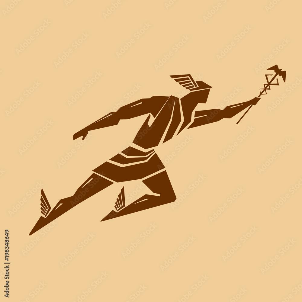 1000x1000 Ancient Greek god Hermes. Vector drawing Stock Vector