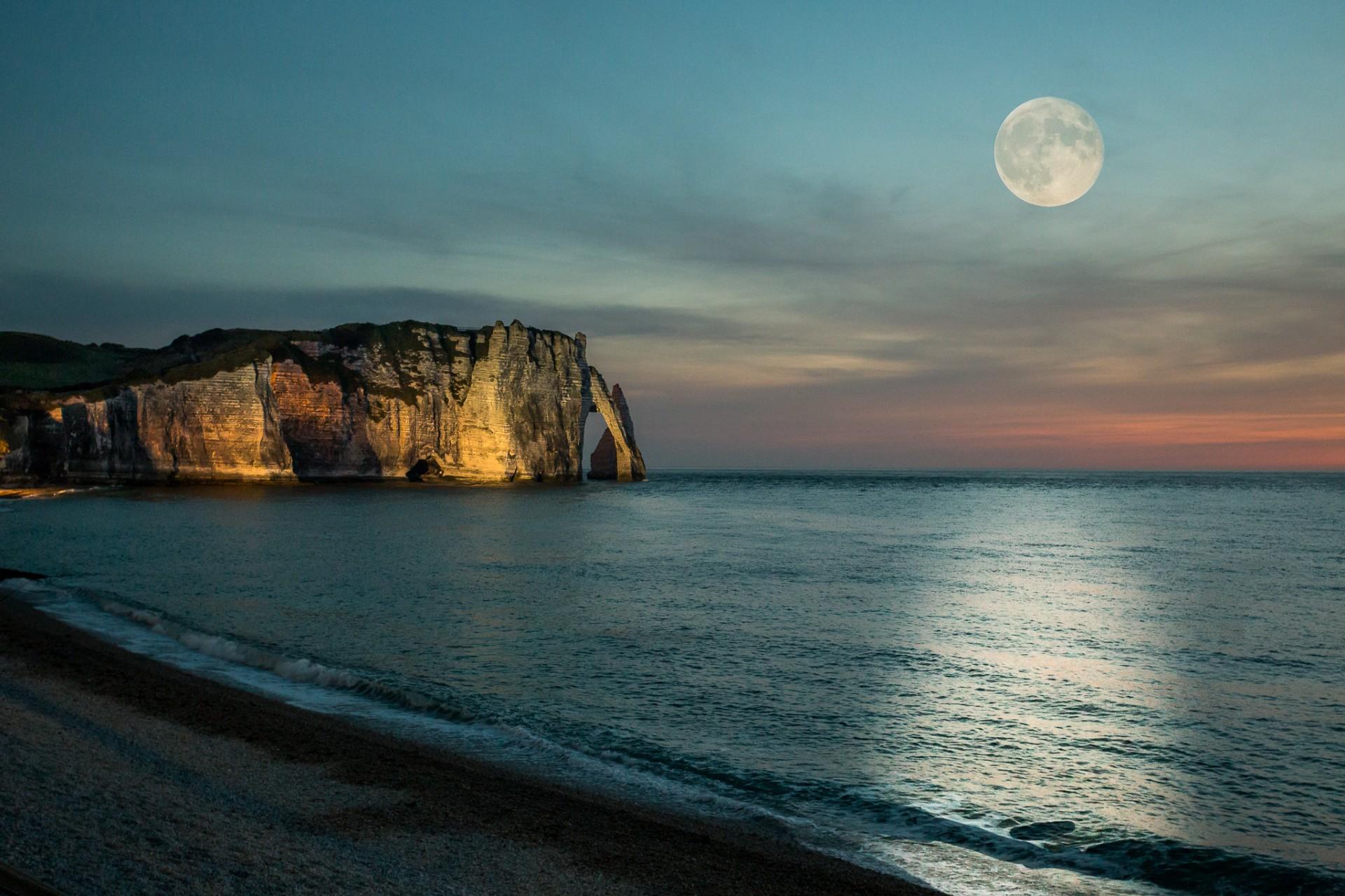 1920x1280 Moon, Beach Wallpaper HD / Desktop and Mobile Background