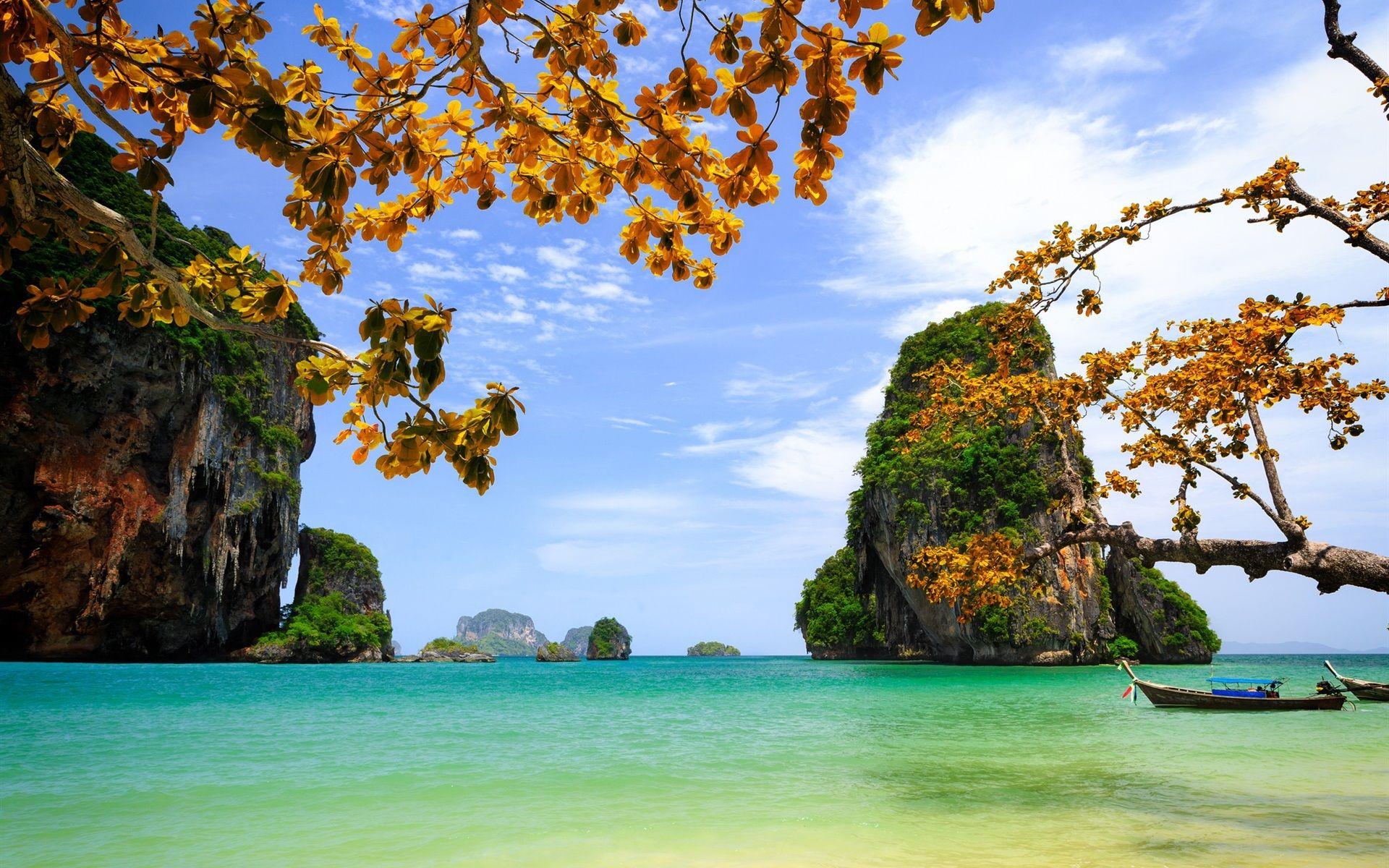 1920x1200 Wallpaper Vietnam, beautiful scenery, sea, rocks, islands, trees