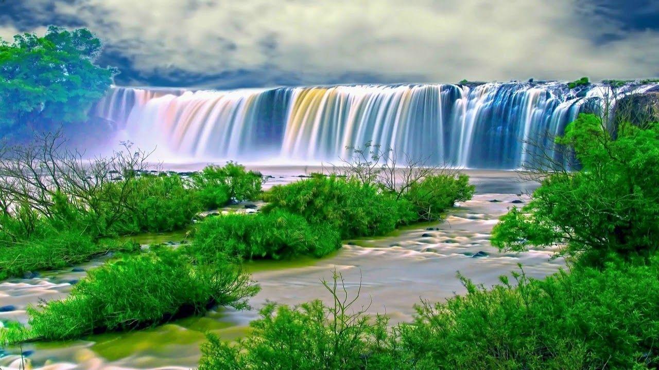1280x720 Beautiful 3D Animation with Nature Waterfall Scenery, 3D Background
