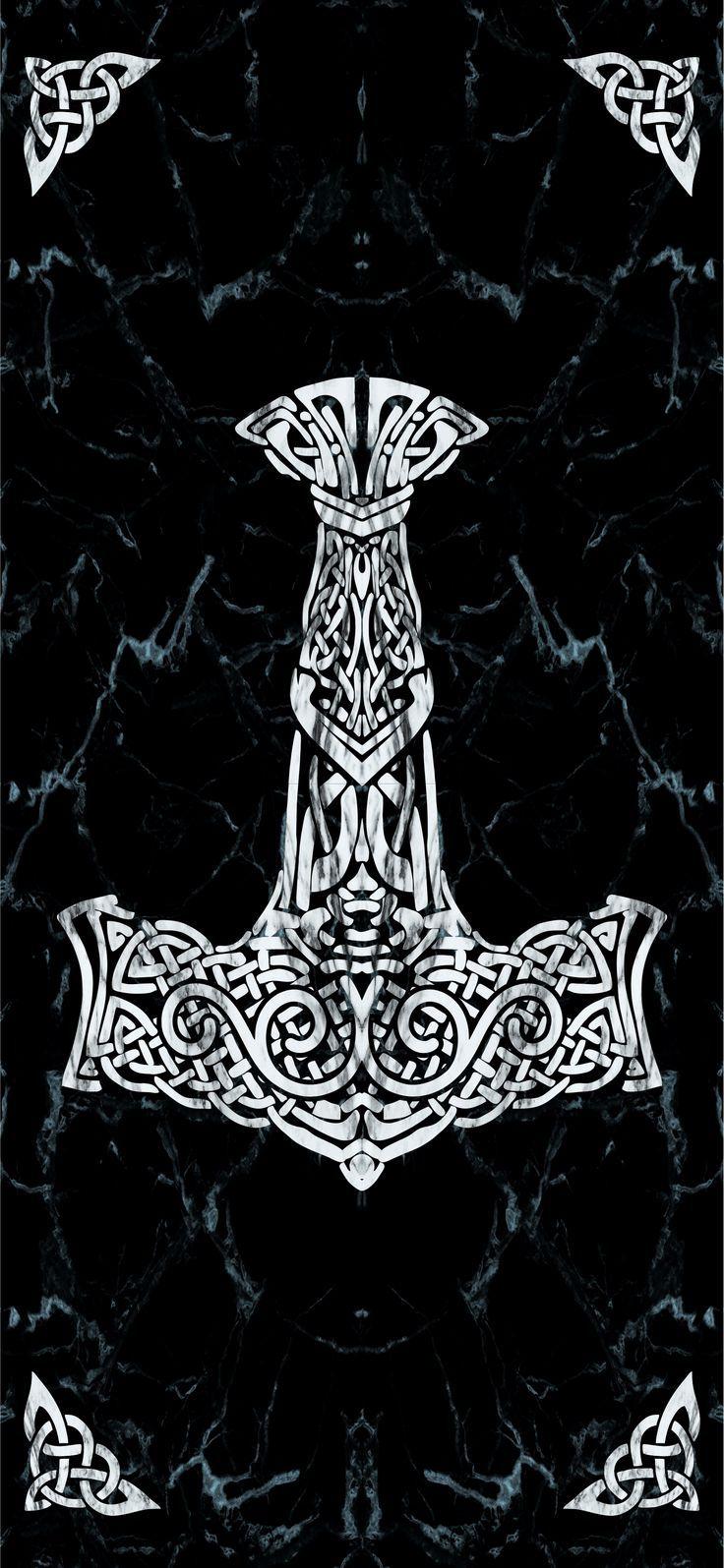 736x1595 Norse Mythology Wallpaper Explore more Christian, Christianization, Fictional World, Norse Mythology, North German. Norse tattoo, Mjolnir tattoo, Viking wallpaper