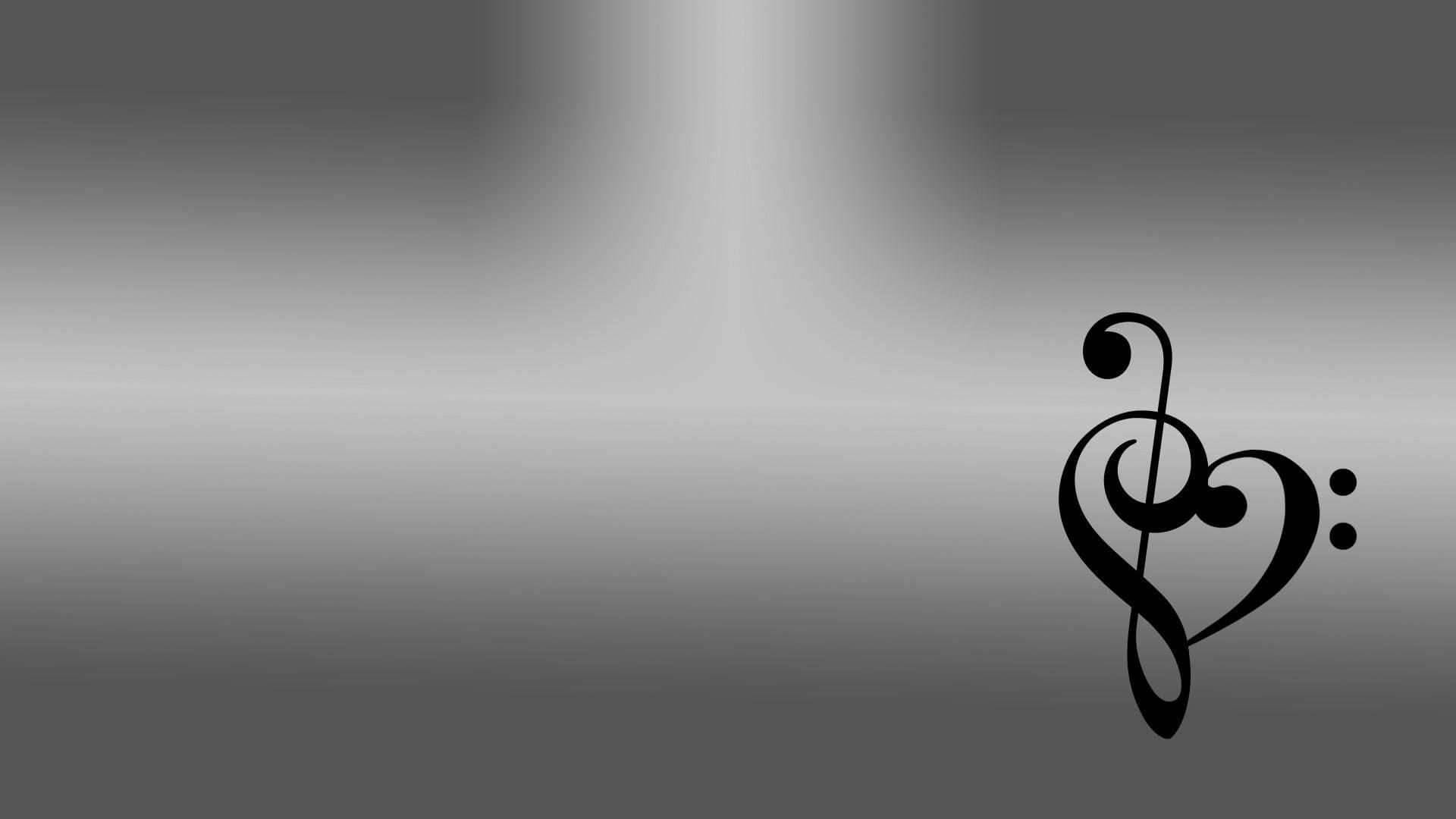1920x1080 White Heart Treble Clef Wallpaper