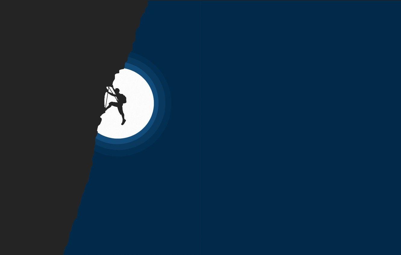 1332x850 Wallpaper sport, Moon, minimalism, night, mountain, man, digital art