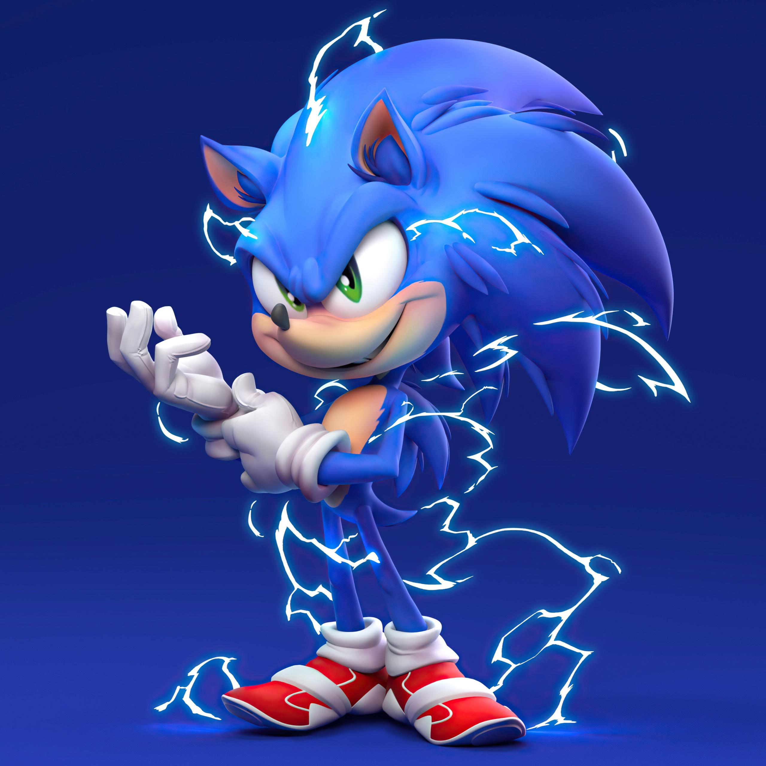 2560x2560 Sonic the Hedgehog Wallpaper 4K, Blue background, 5K, Movies