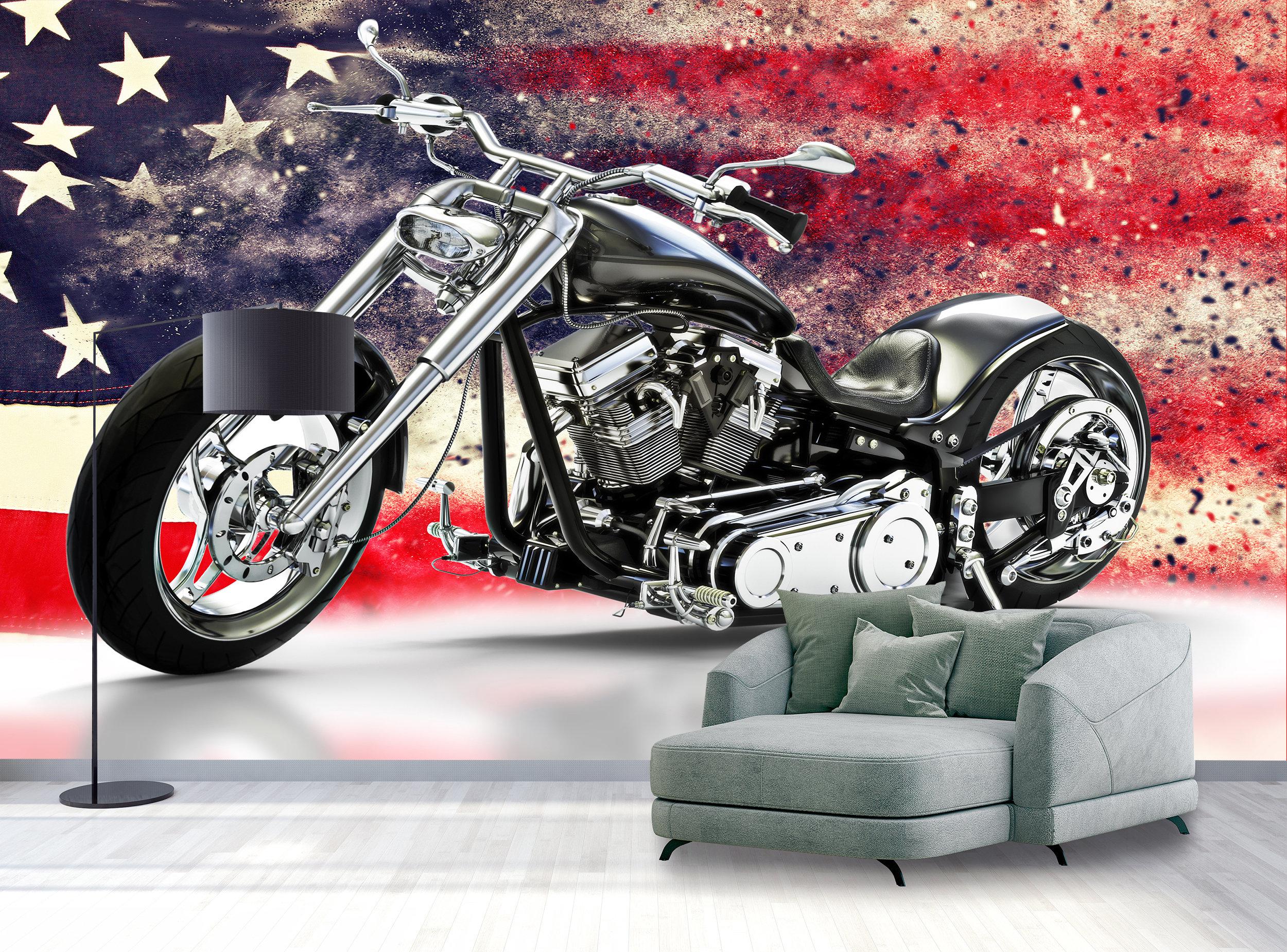 2500x1850 Black Motorcycle Wallpaper Self Adhesive Peel and Stick With