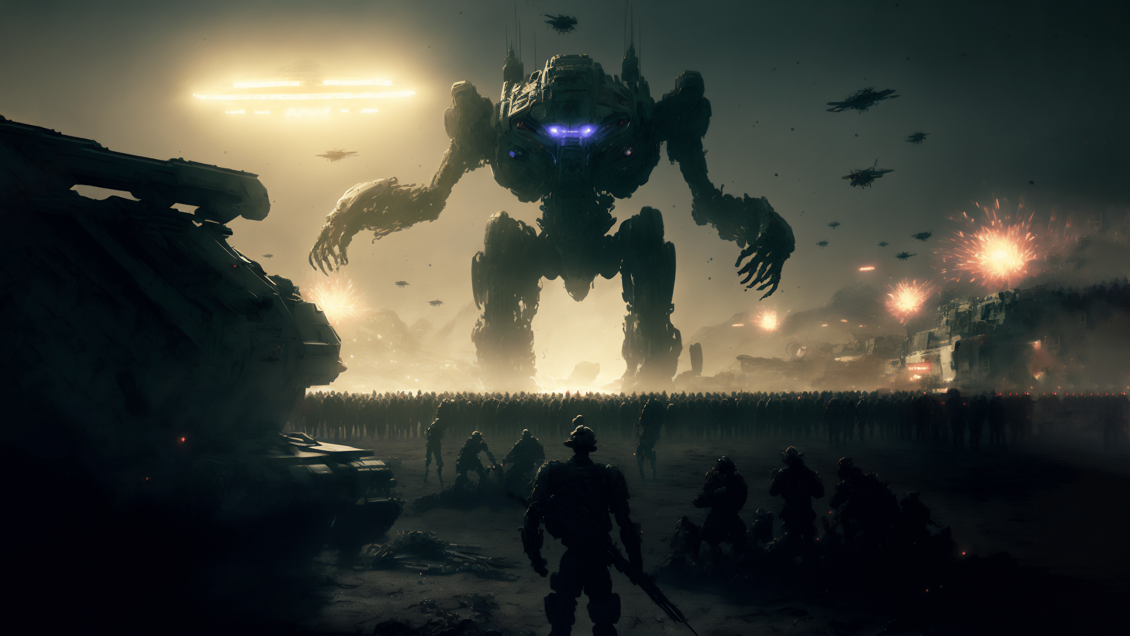 3640x2048 Ai Art War Giant Robot Kaiju Digital Art Wallpaper:3640x2048