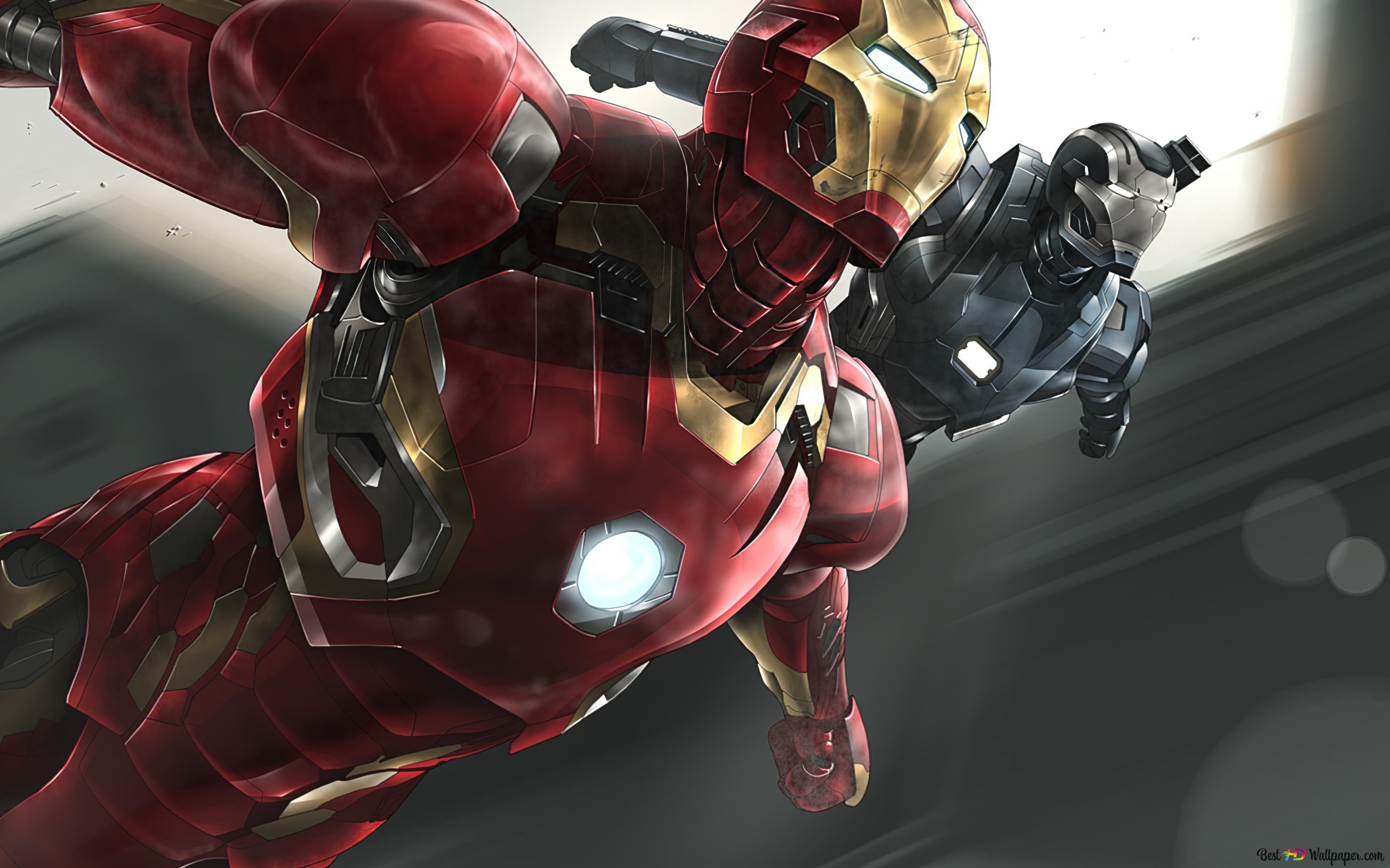 2880x1800 Iron Man And War Machine: Both Fling Together 4K wallpaper download