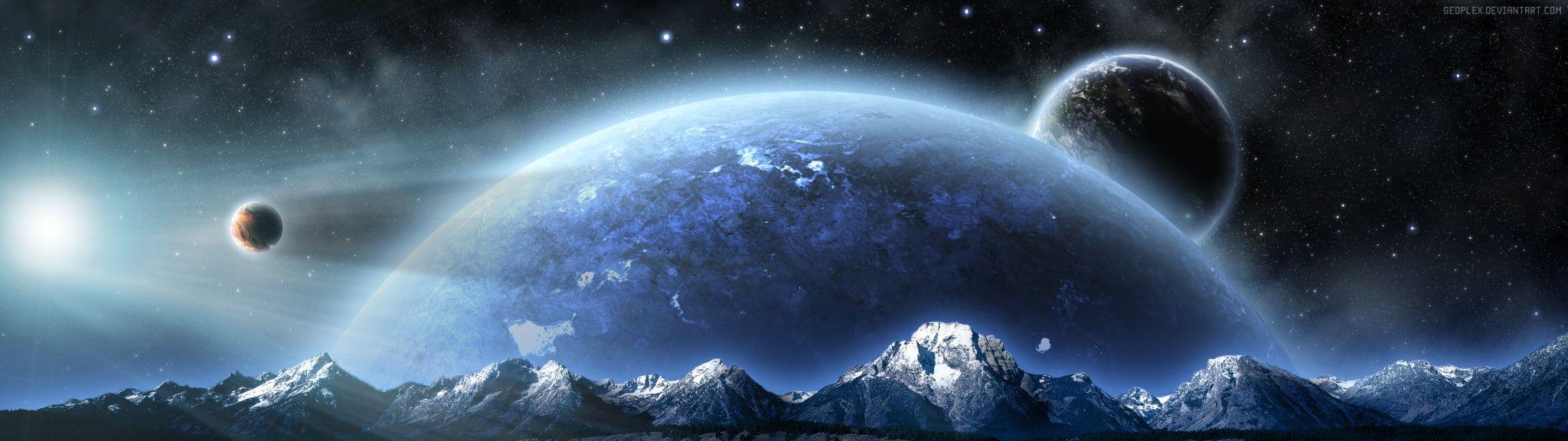 2048x576 dual screen picture to download P #wallpaper #hdwallpaper #desktop. Dual monitor wallpaper, Wallpaper space, 4k background