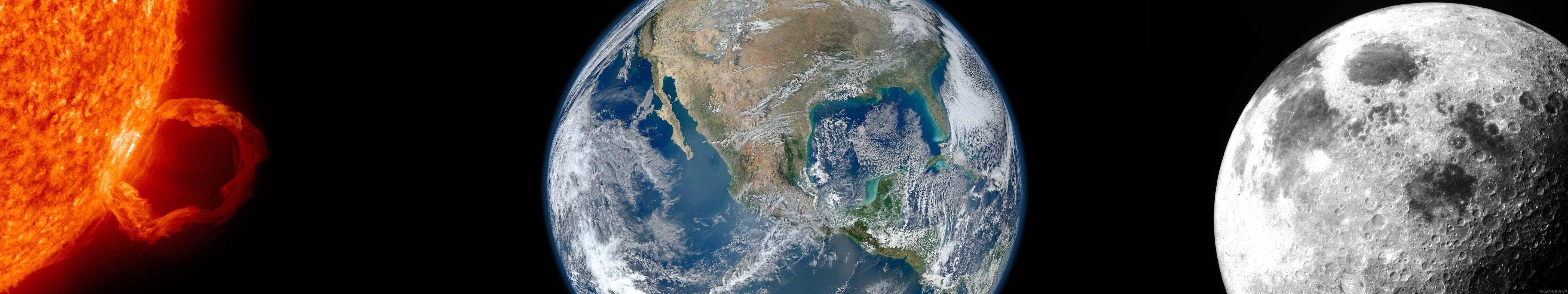 5760x1080 triple, Monitor, Multi, Screen, Multiple, Space, Earth, Terre Wallpaper HD / Desktop and Mobile Background