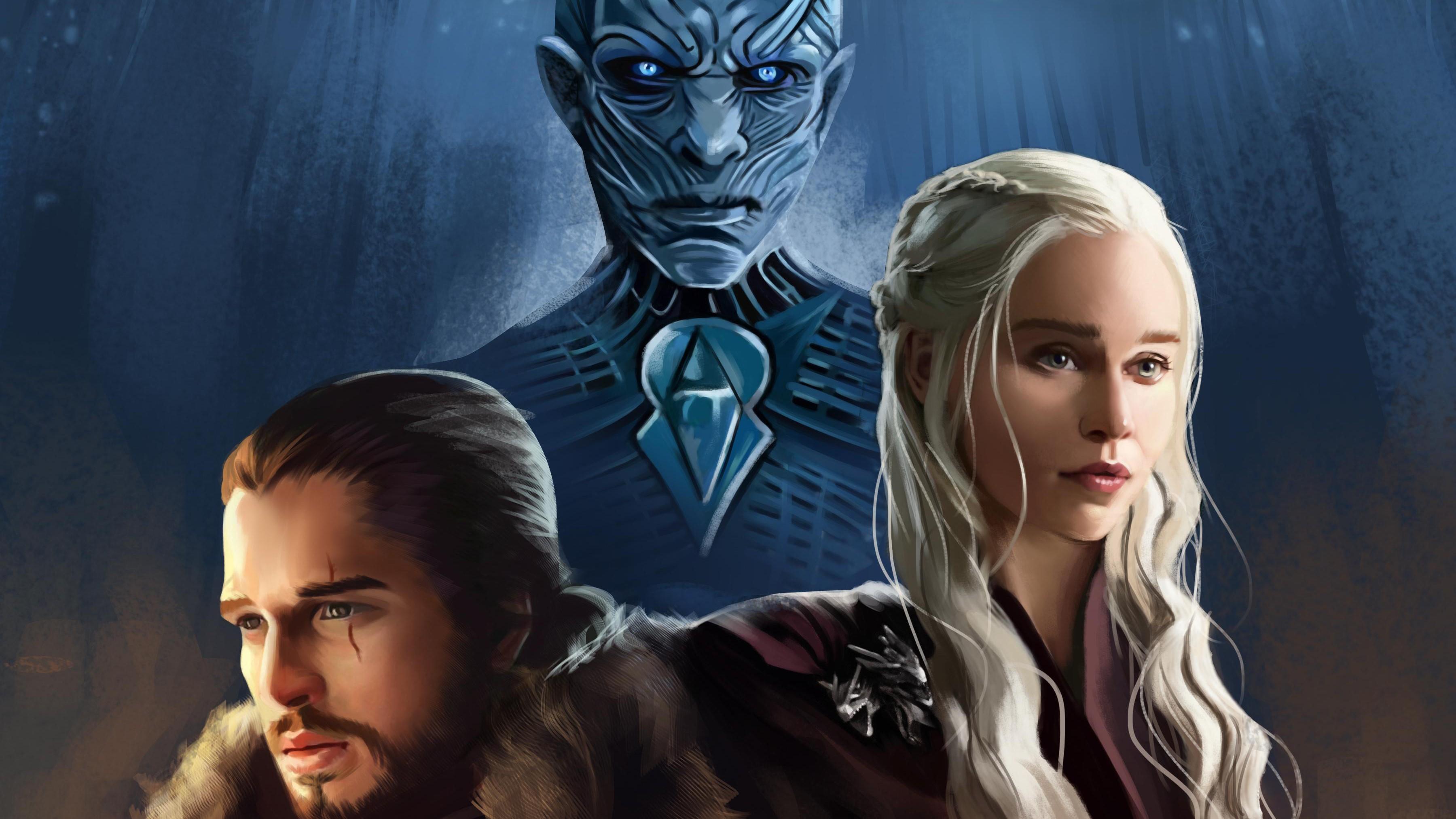 3600x2025 Wallpaper / game of thrones season game of thrones, tv shows, hd, 4k, digital art, artist, artwork, night king, jon snow, daenerys targaryen free download