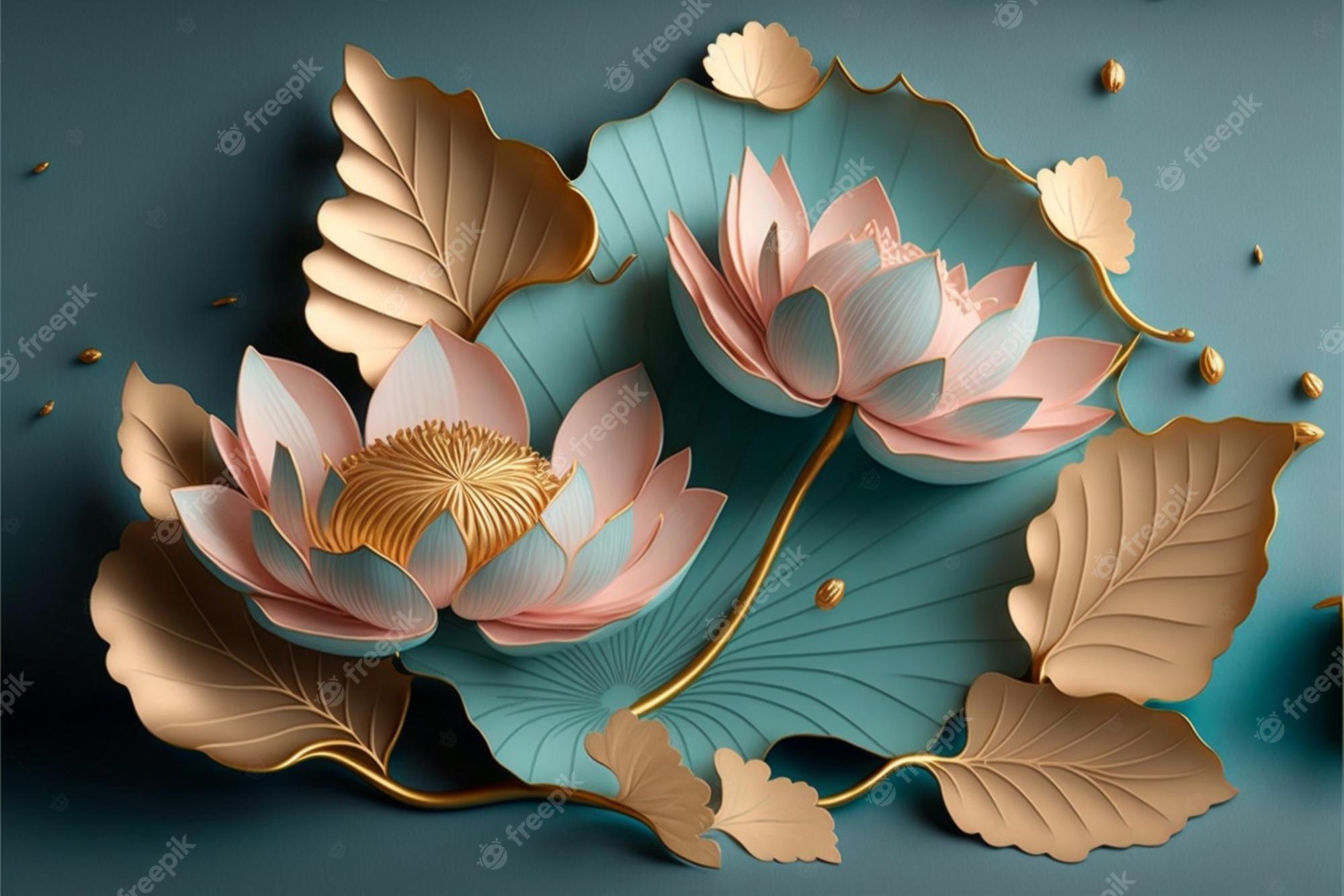 2000x1333 Premium Photo. Lake blue lotus leaves pink lotus flower generative ai