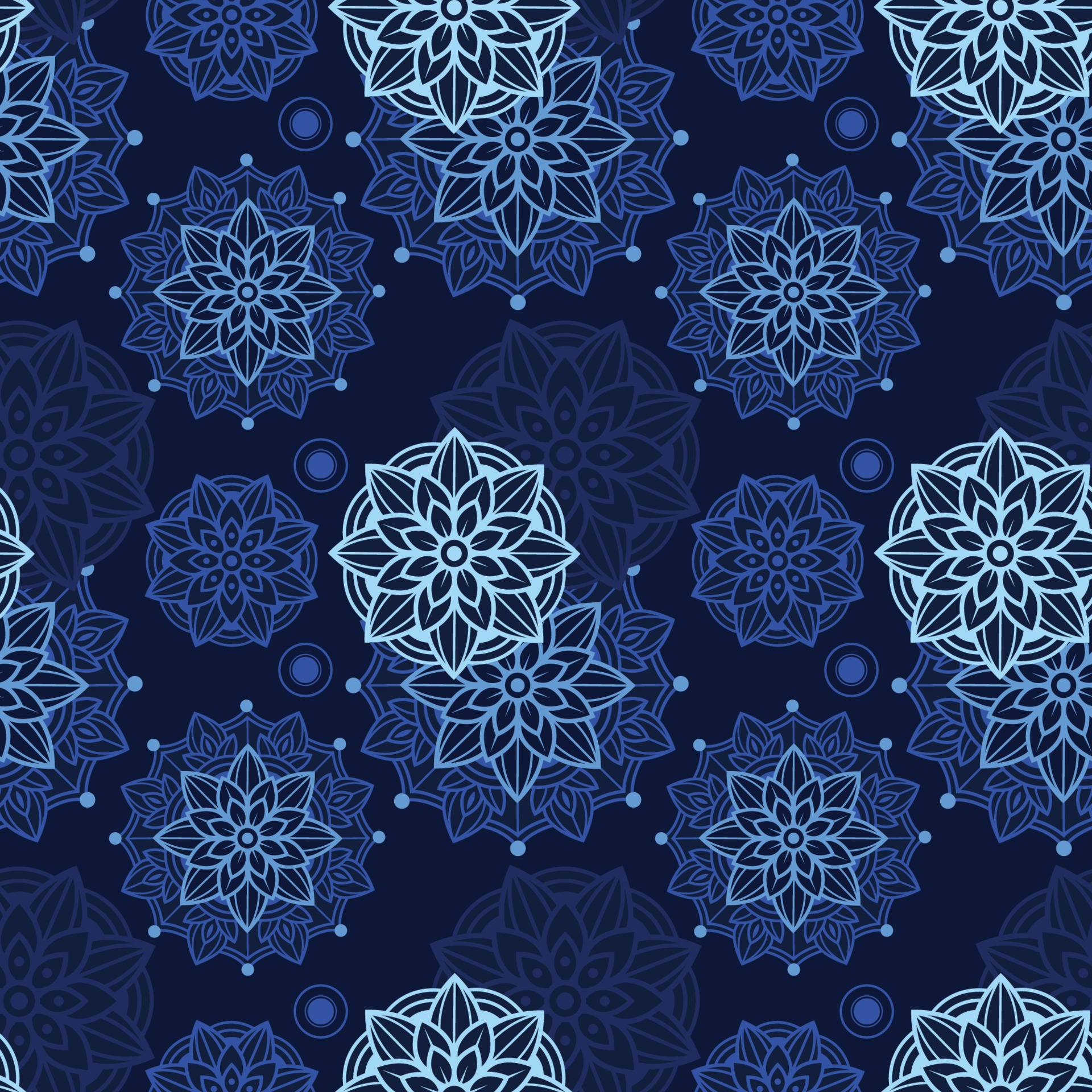 1920x1920 Blue Lotus Flower Mandala Seamless Pattern