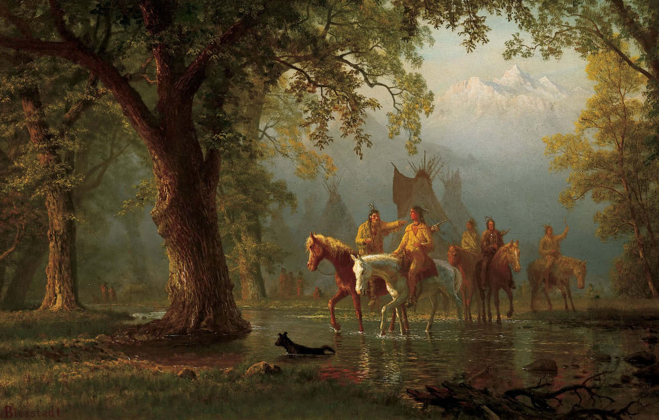 1332x850 Download Departure Of An Indian War Party Wallpaper