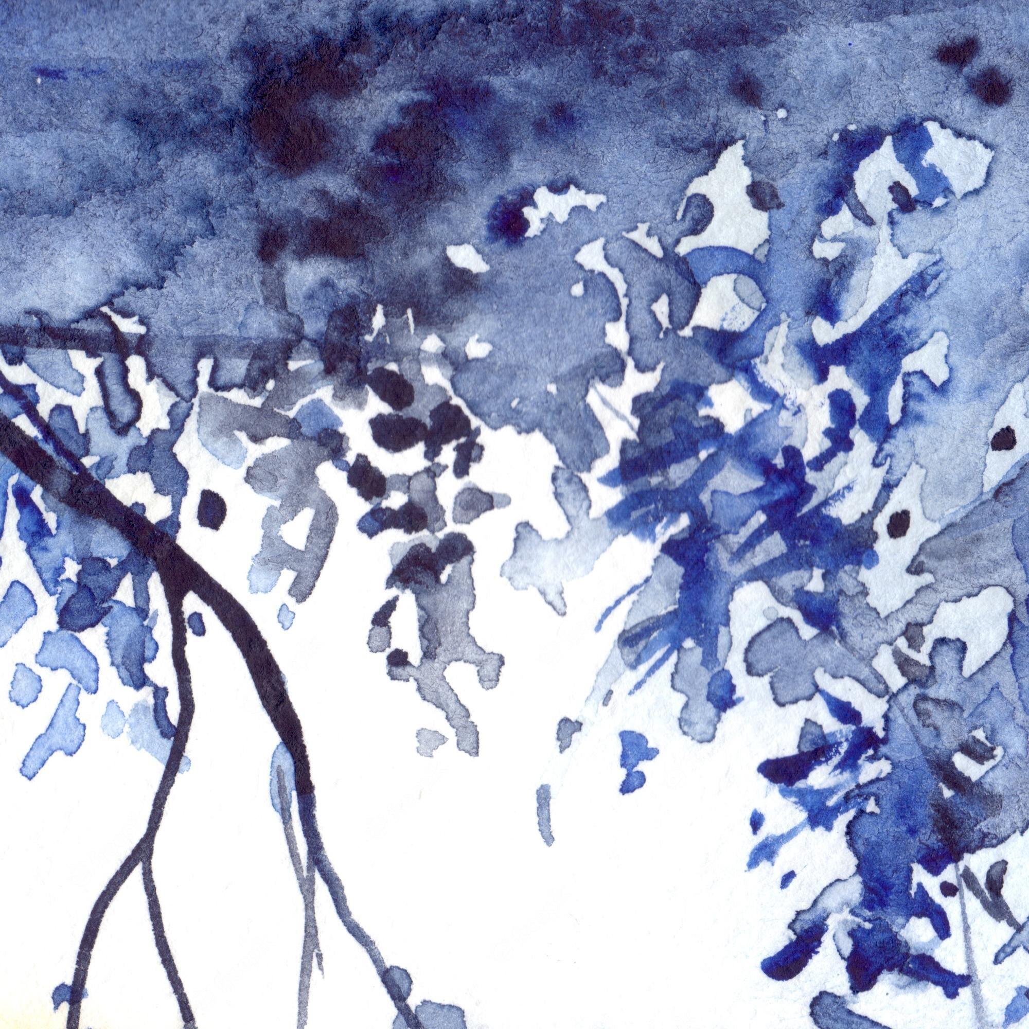 2000x2000 Premium Photo. Watercolor navy blue foliage abstract texture background