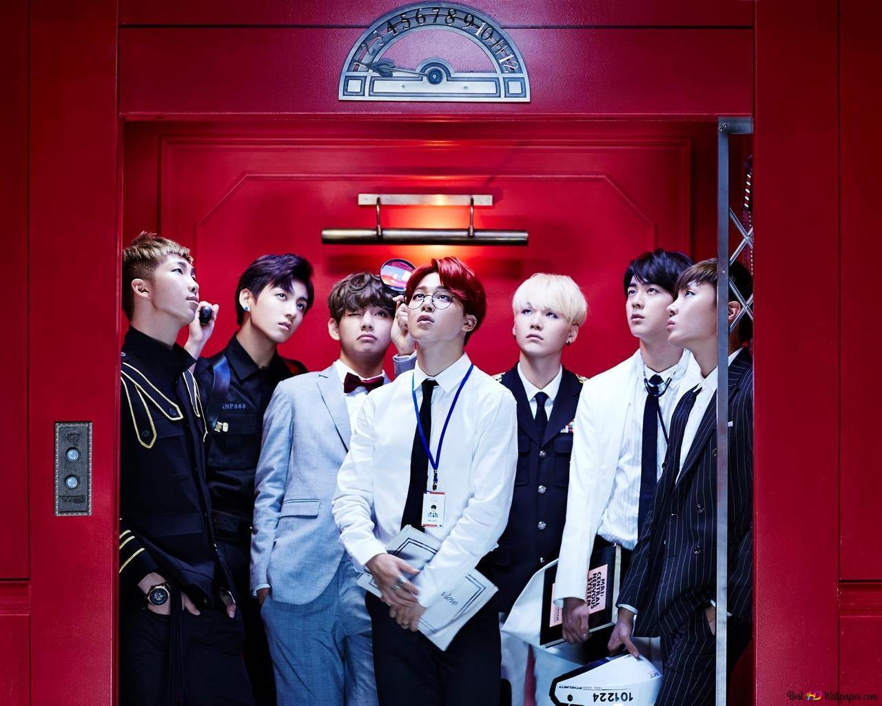 1280x1024 Hot boys of BTS band in a lift HD wallpaper download