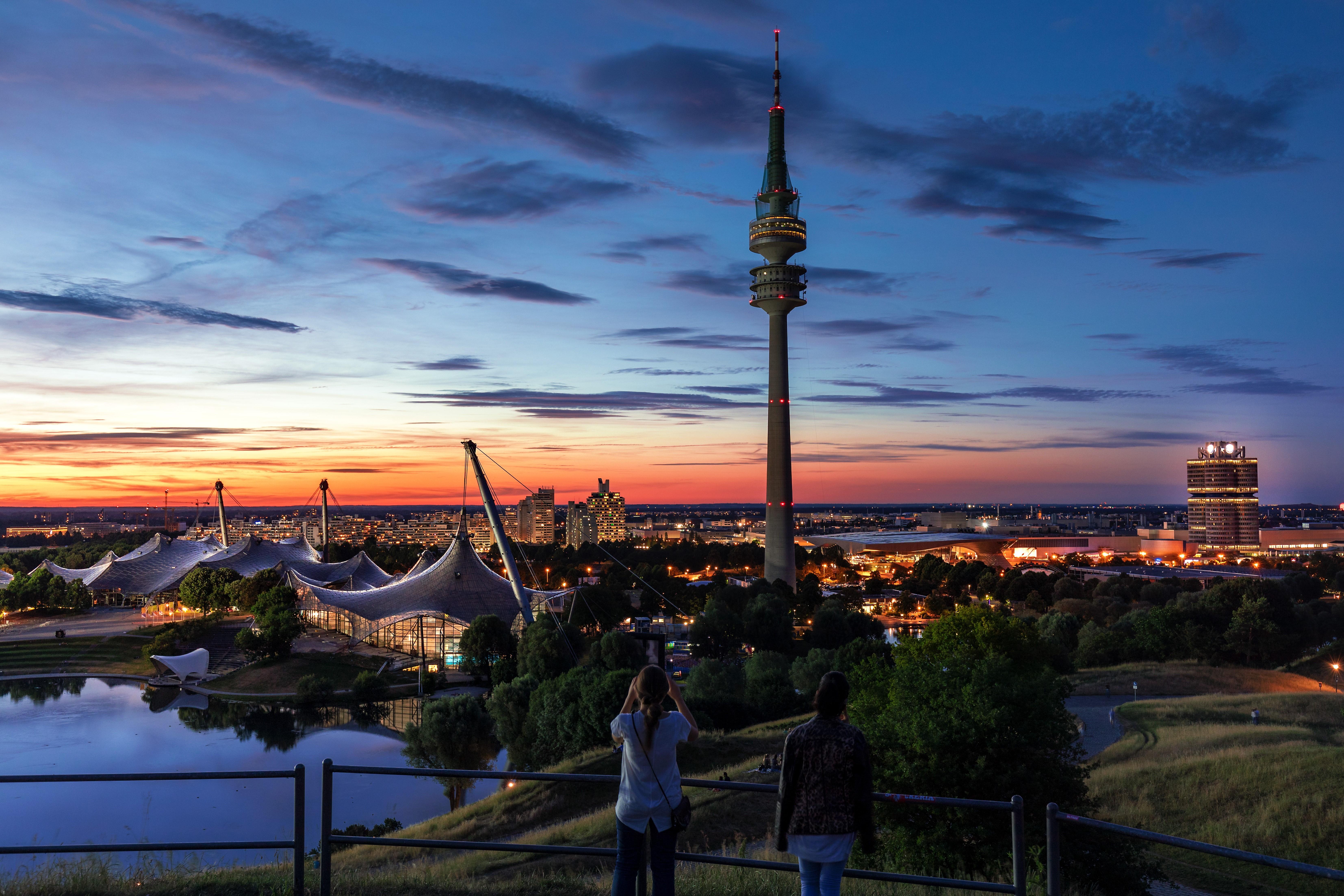 6616x4411 4K, 5K, 6K, Olympic Park, Munich, Germany, Sunrises and sunsets, Parks, Tower Gallery HD Wallpaper