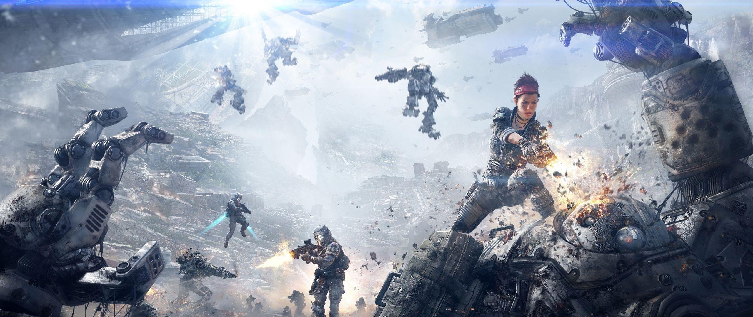 2560x1080 Download wallpaper 2560x1080 ships, titanfall, girl, ray dual wide