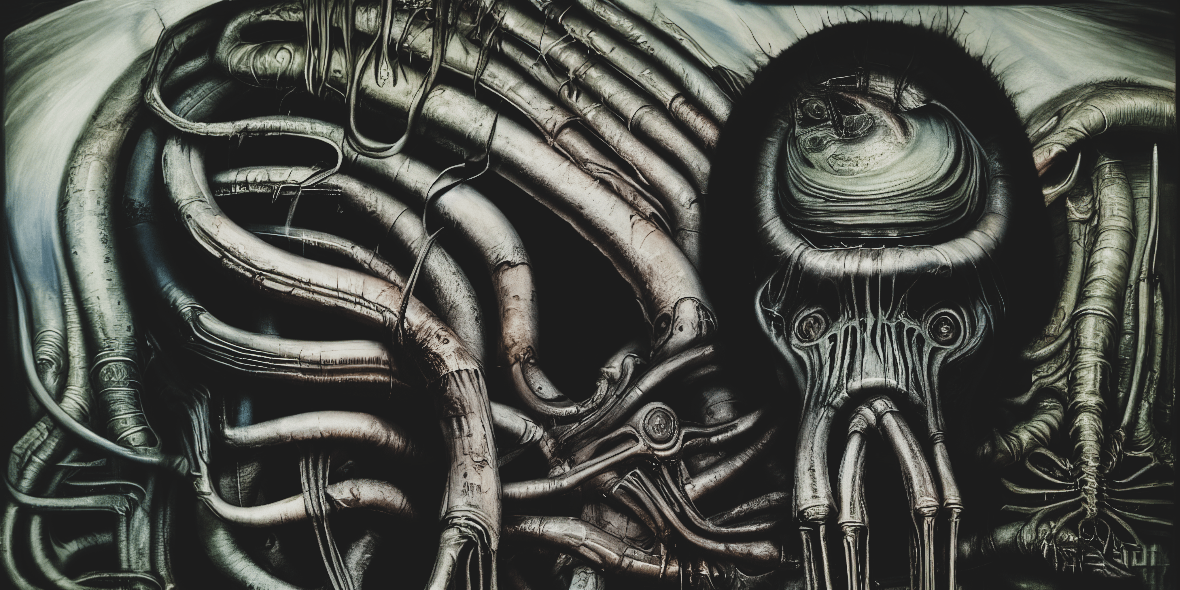 4096x2048 Ai Ai Generated Creepy Dark Anatomy Tubes Fantasy Art Surreal Wallpaper:4096x2048