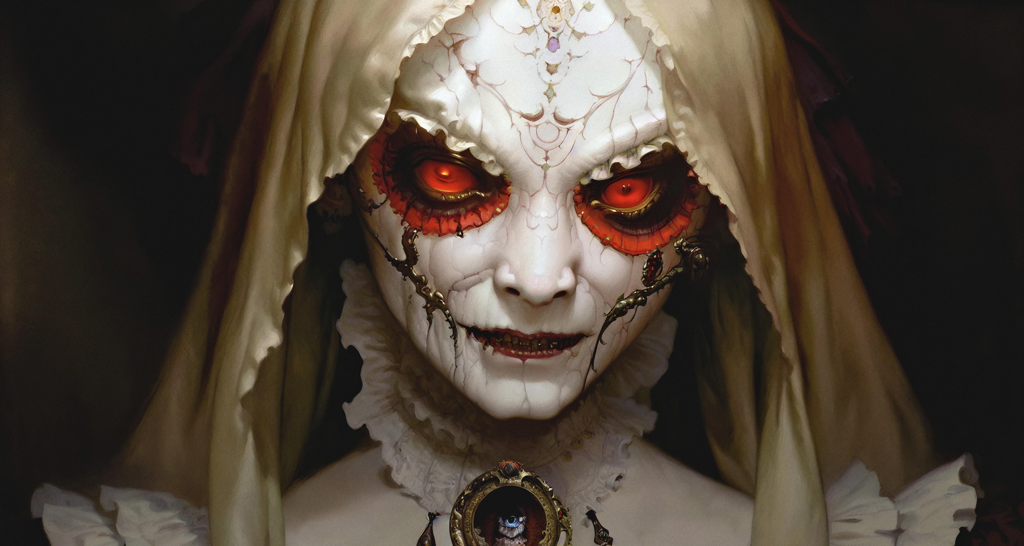 4050x2160 Ai Ai Art Ai Generated Women Looking At Viewer Red Eyes Victorian Clothes White Skin Wallpaper:4050x2160
