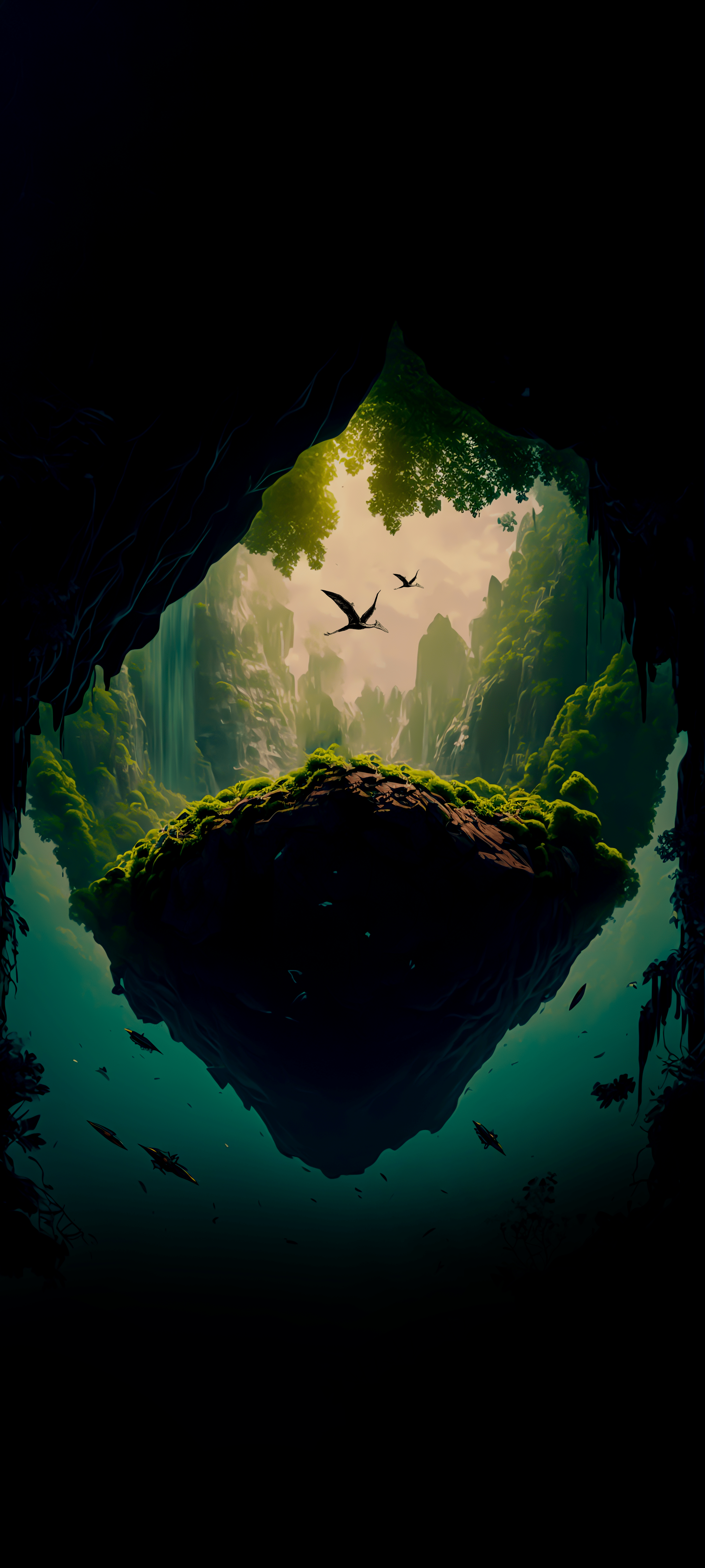 2048x4552 Beautiful 4k Black Oled Ai Generated Wallpaper for Phone: The Hidden World