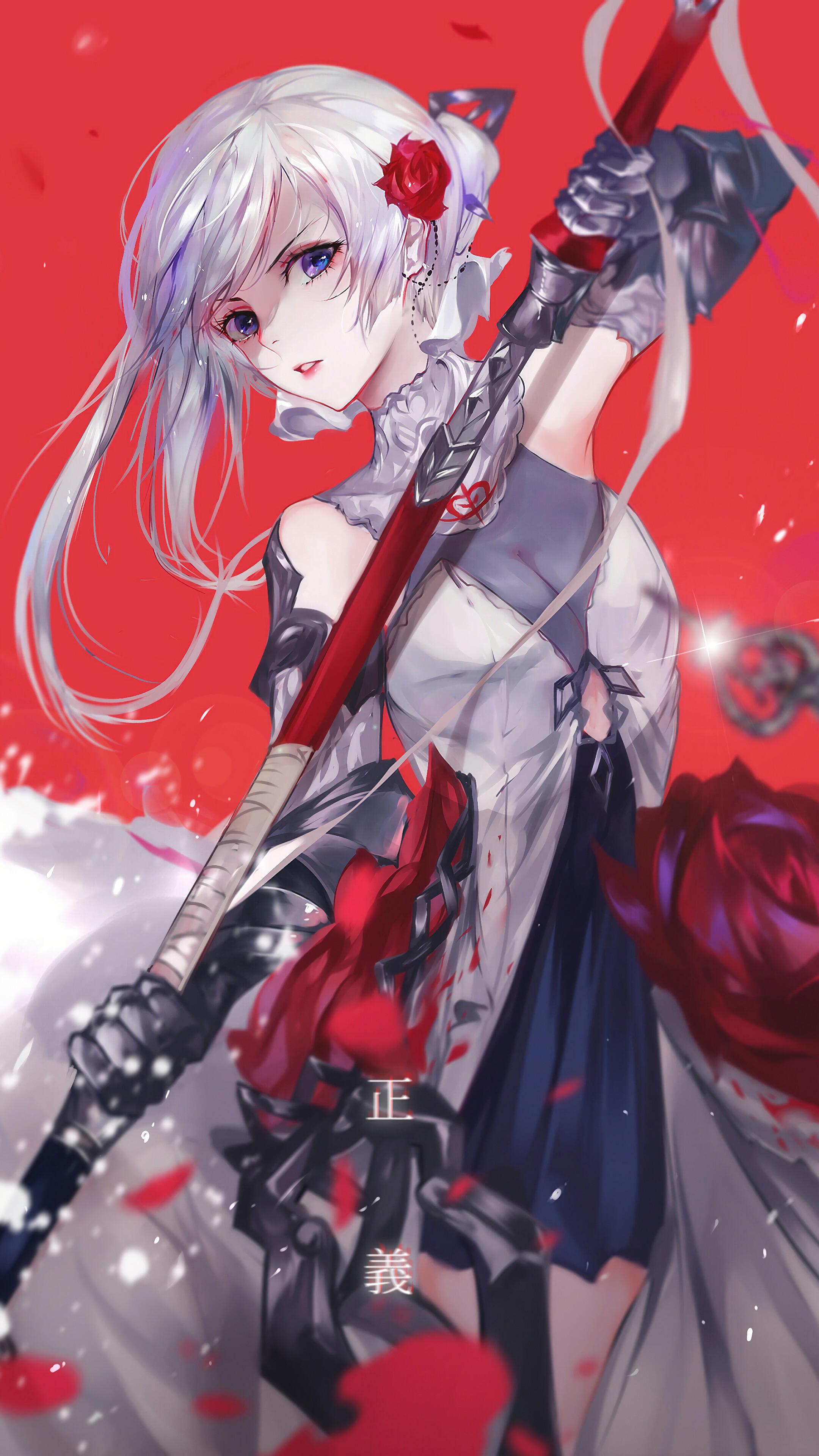2160x3840 Anime, Beautiful, Girl, Warrior, Sword, Fantasy, 4k Gallery HD Wallpaper