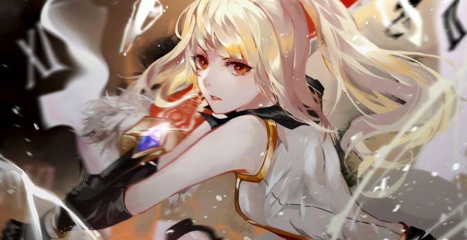 670x344 Wallpaper warrior, anime girl, cute, artwork desktop wallpaper, HD image, picture, background, 170951