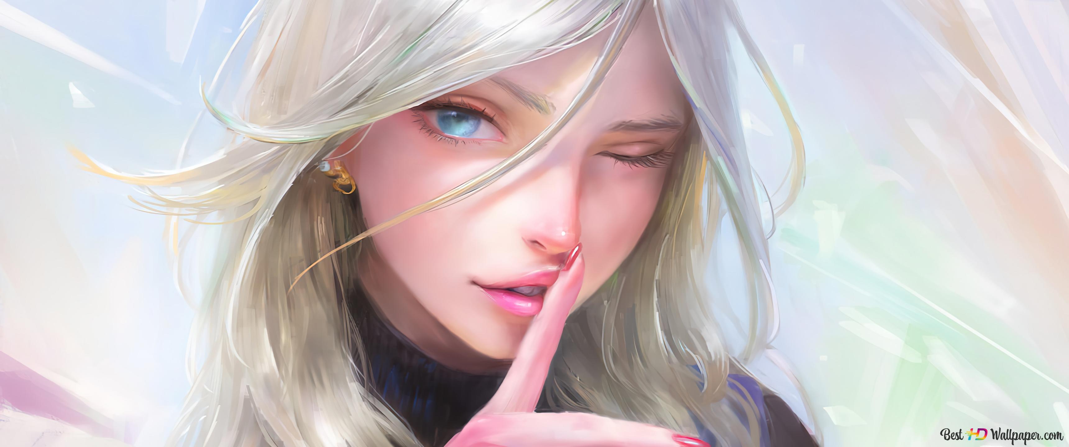 3440x1440 Anime Realistic Blonde Girl 4K wallpaper download