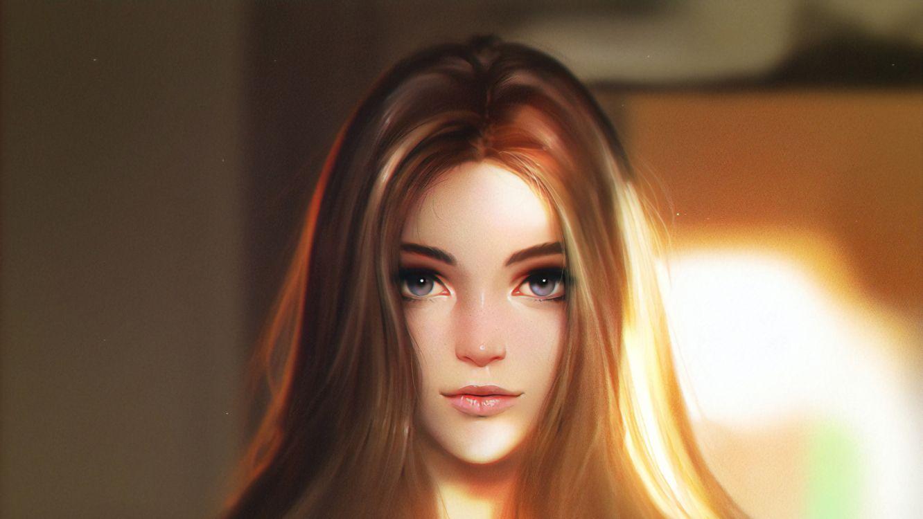 1332x750 Wallpaper Woman With Blonde Hair Looking Up, Background Free Image