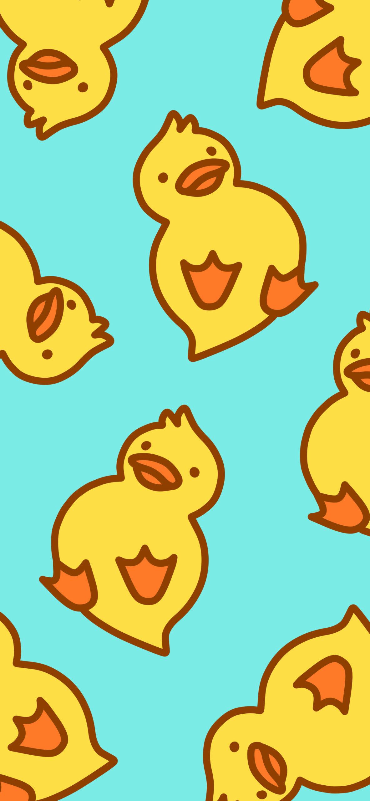 1183x2560 Cute Yellow Ducks Blue Wallpaper Ducks Wallpaper Phone