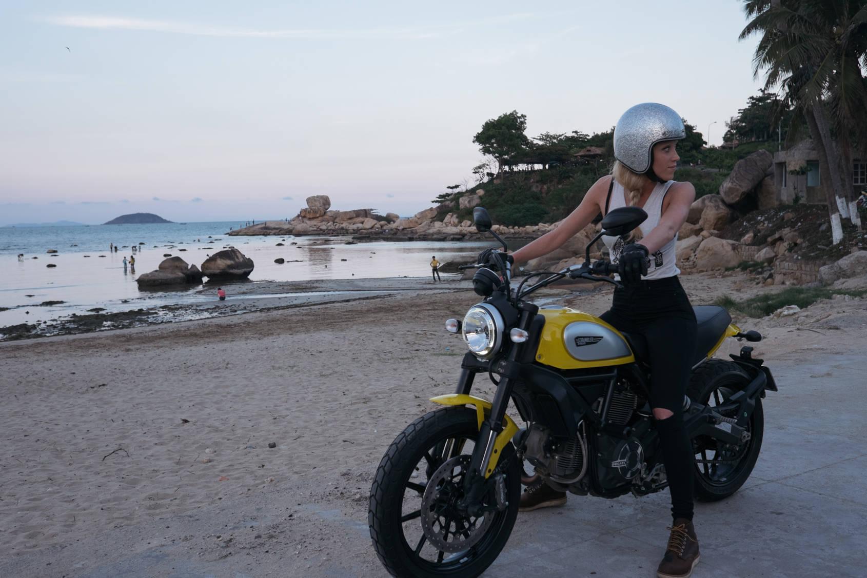 1690x1127 Download HD Girl And Ducati Scrambler Wallpaper