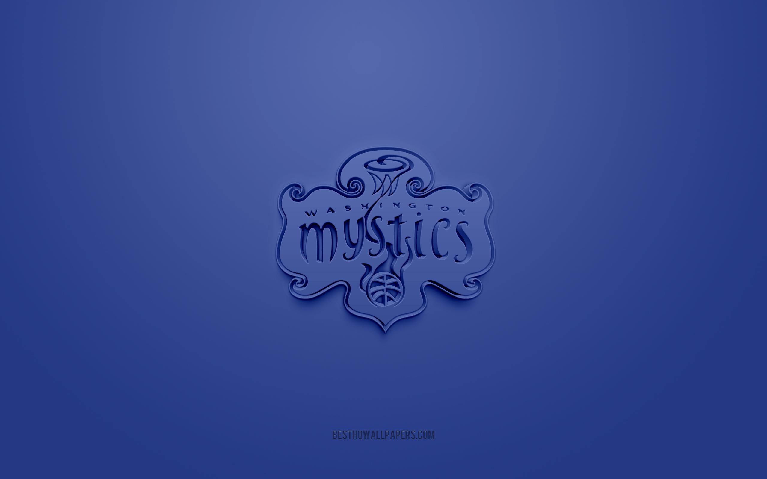 2560x1600 Download wallpaper Washington Mystics, creative 3D logo, blue background, American basketball club, WNBA, Washington, USA, 3D art, basketball, Washington Mystics 3D logo for desktop with resolution 2560x1600. High Quality HD picture wallpaper