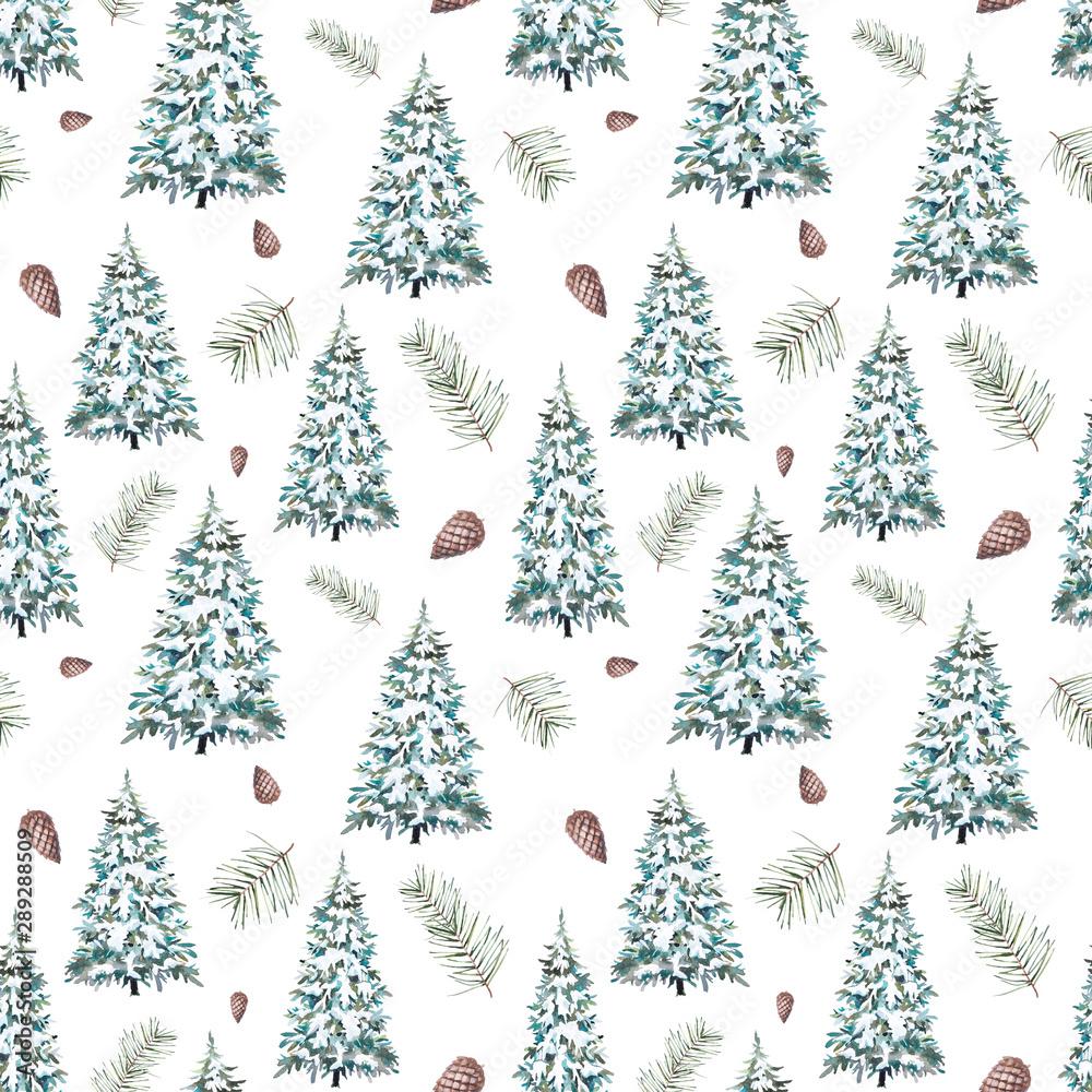 1000x1000 Watercolor Christmas tree seamless