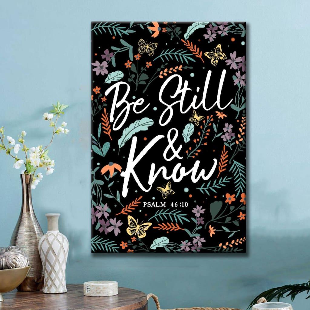 1024x1024 Wildflowers Butterflies Psalm 46:10 Be Still and Know Wall Art Canvas, Christian Wall Decor Follower Life