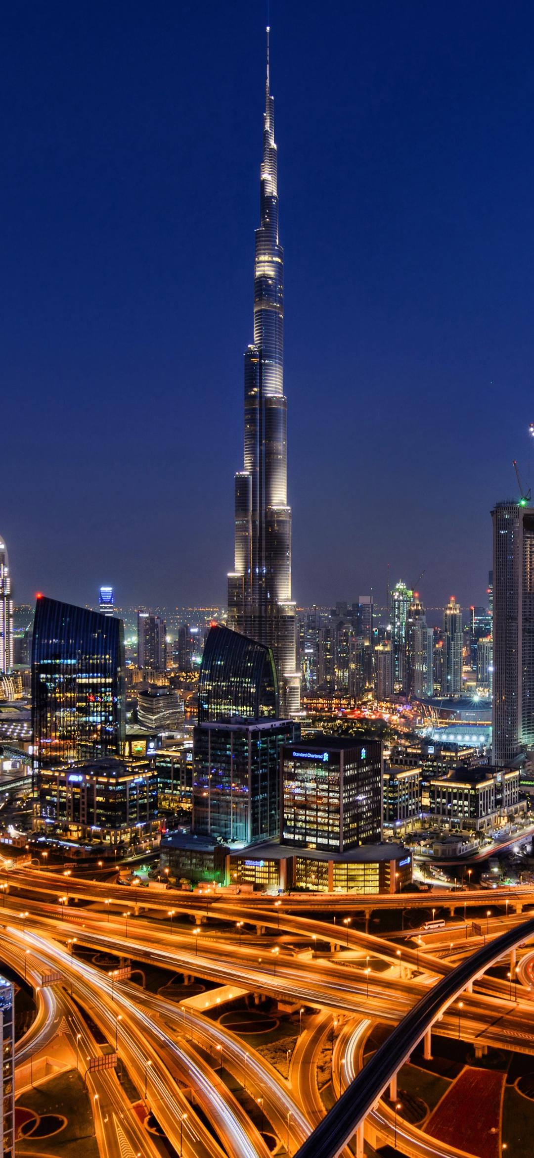 1080x2340 Wallpaper Dubai, Burj Khalifa, Dubai Creek, The World Islands, Burj al Arab, Background Free Image