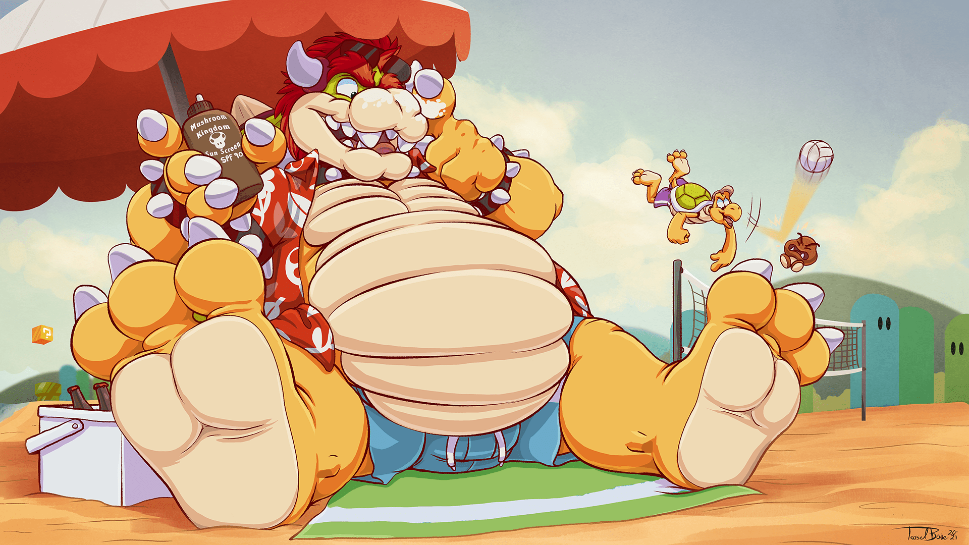 1920x1080 Wallpaper] Bowser Beach Day by teaselbone - Fur Affinity [dot] net