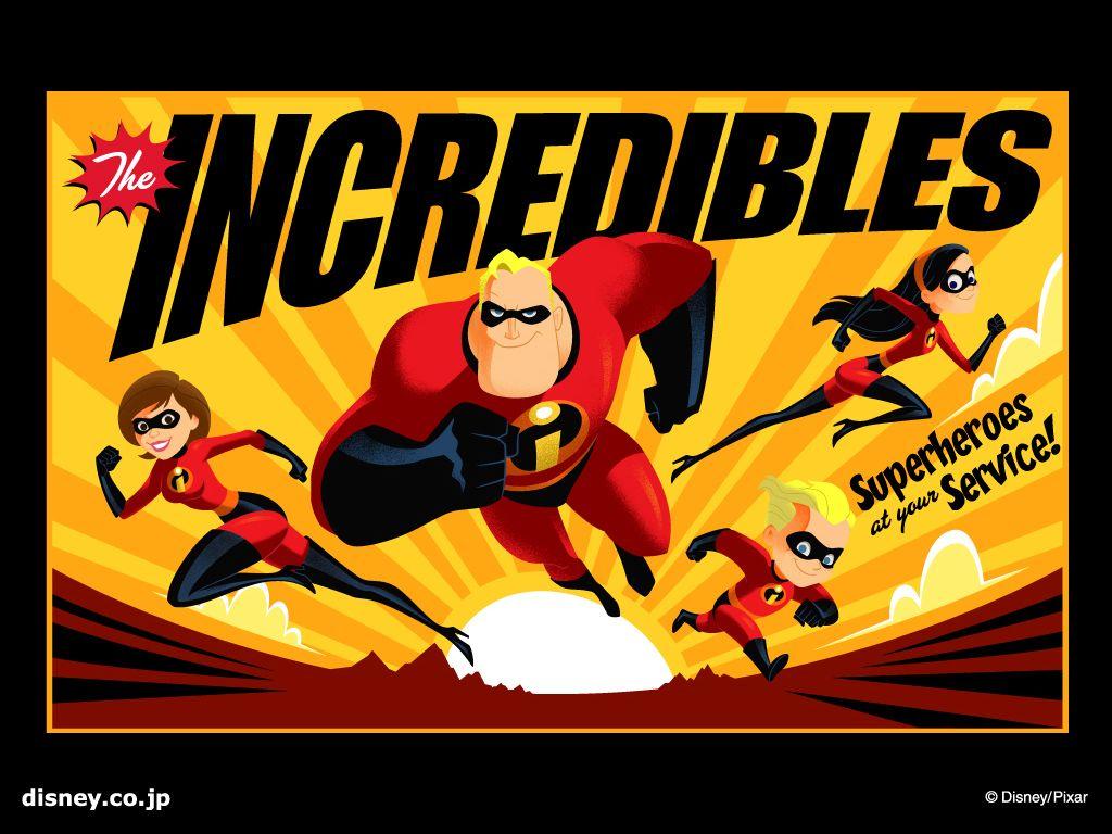 1024x768 Disney the Incredibles Cool Black Yellow Wallpaper