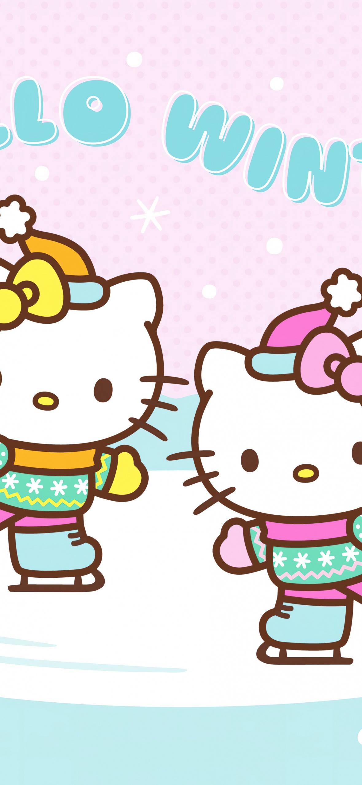 1179x2556 Hello winter Wallpaper 4K, Hello Kitty background, Others