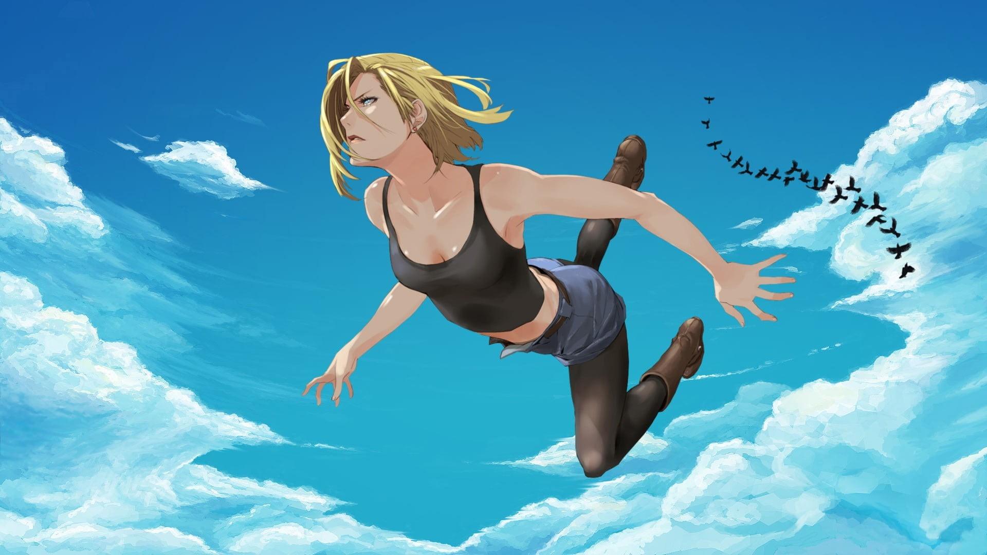 1920x1080 Wallpaper / Women, Jumping, Lifestyles, Clothing, Outdoors, Young Women, Young Adult, Mid Air, Female, Underwater, Sea, Dragon Ball, Android 1080P, Sky, Water Free Download