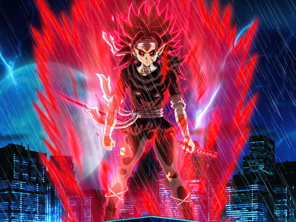 1024x768 Wallpaper 4k Saiyan Girl On Dark City Wallpaper