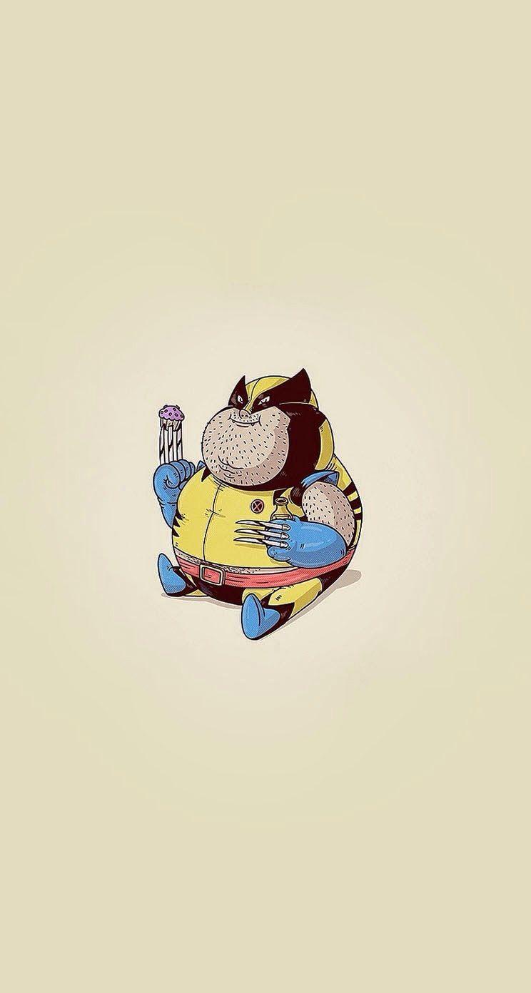 744x1392 Fat Wolverine #superheroes iPhone wallpaper