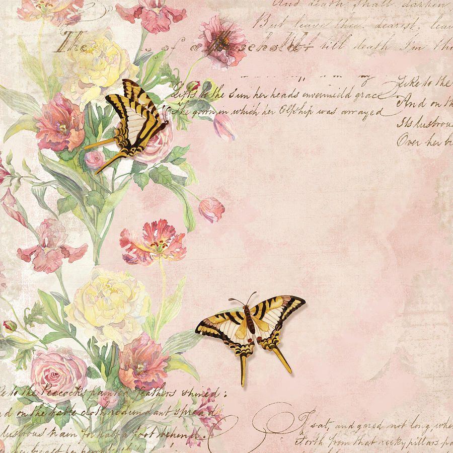 900x900 Fleurs De Pivoine W Butterflies In A French Vintage