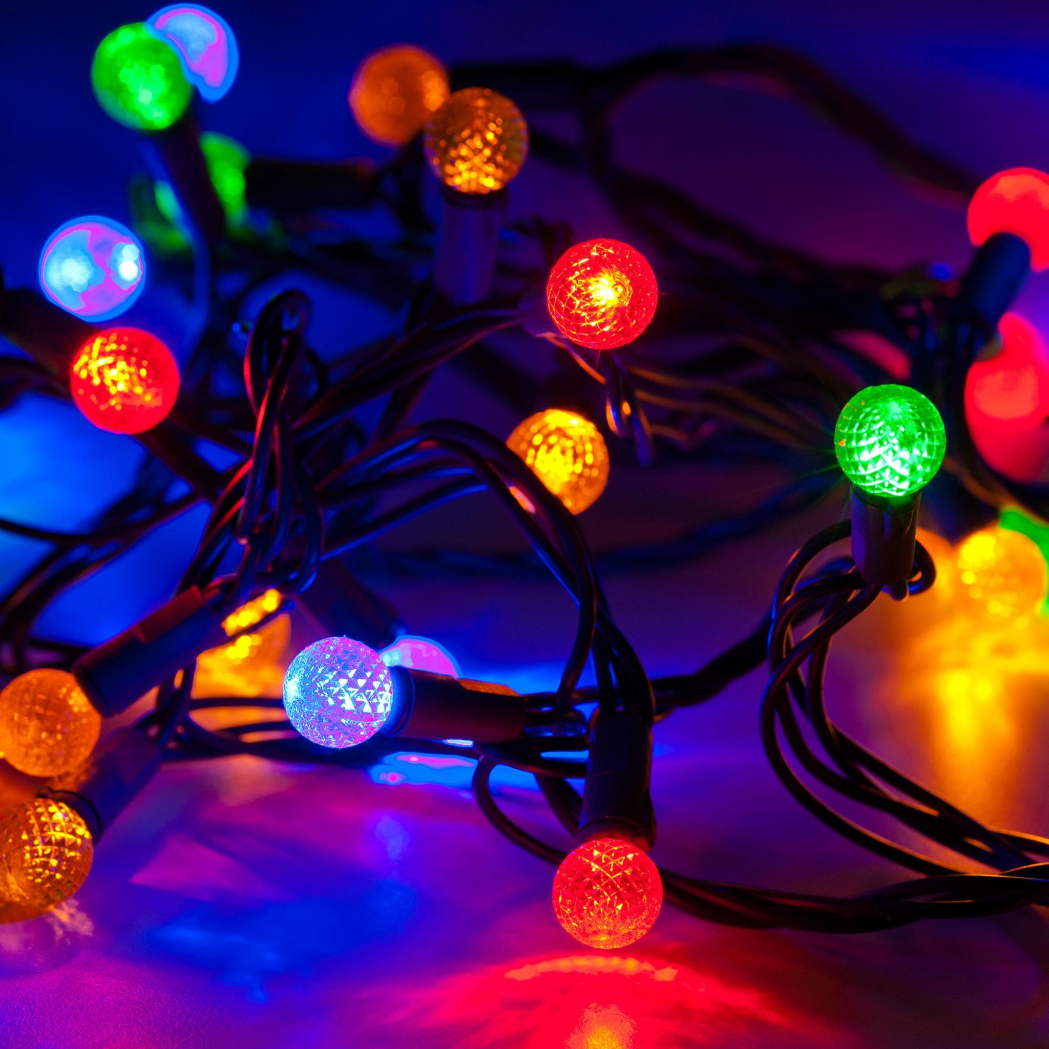 2048x2048 Party Lights Wallpaper 4K, Christmas Lights, Celebrations Christmas