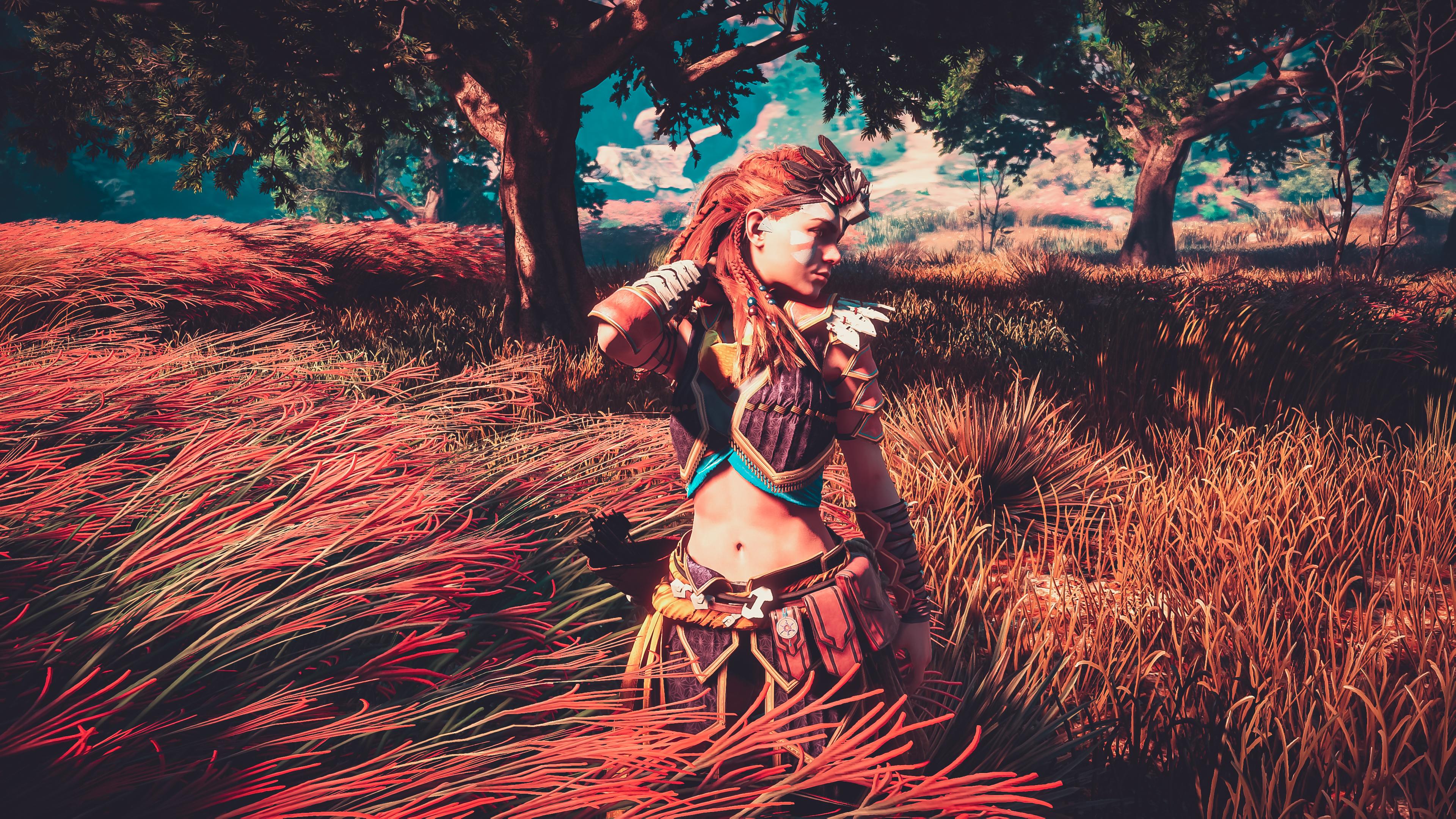 3840x2160 Wallpaper Aloy, Horizon Zero Dawn, Beauty, Tree, Red Hair, Background Free Image