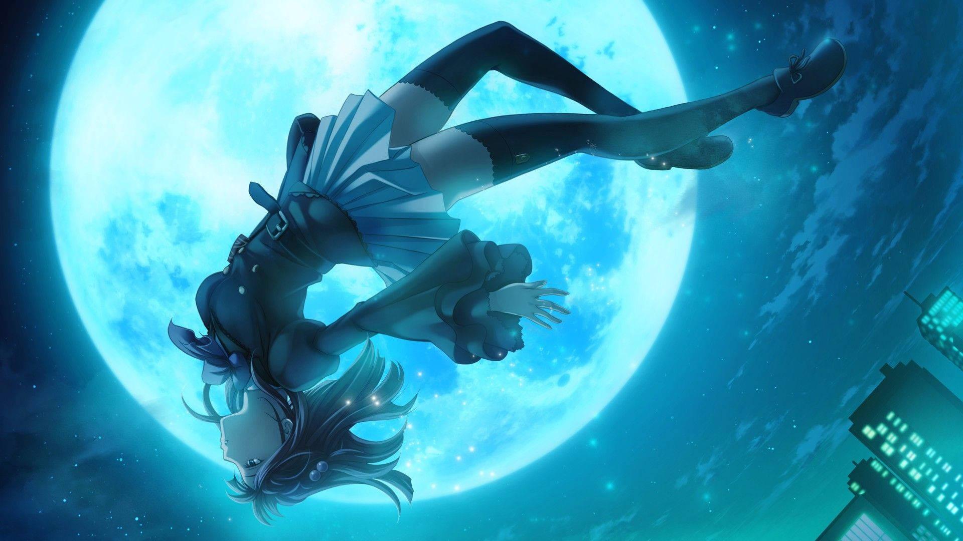 1920x1080 Download A Sad Anime Girl Falling Into the Unknown Wallpaper